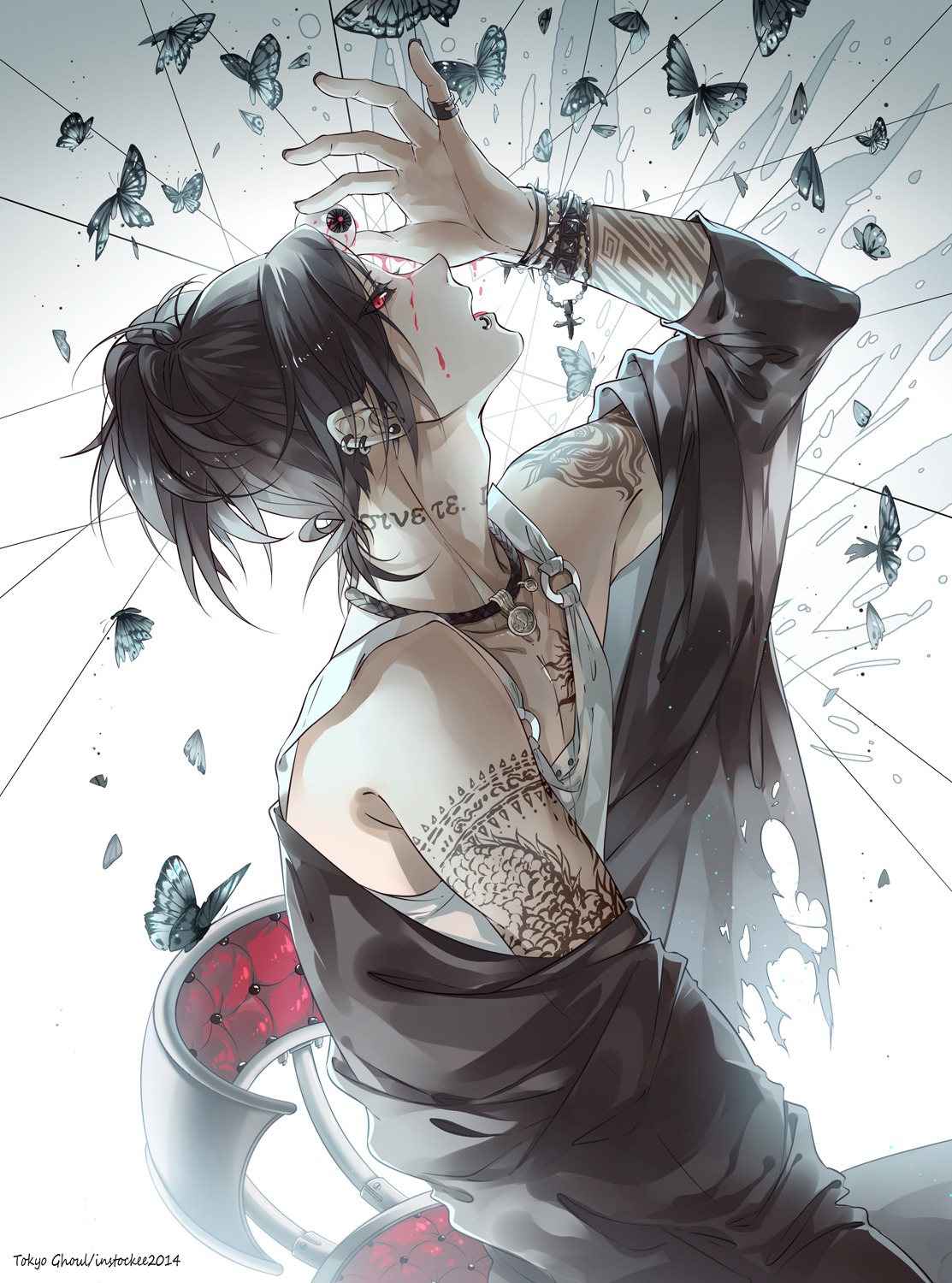 instocklee, male, tattoo, tokyo_ghoul, uta_(tokyo_ghoul)