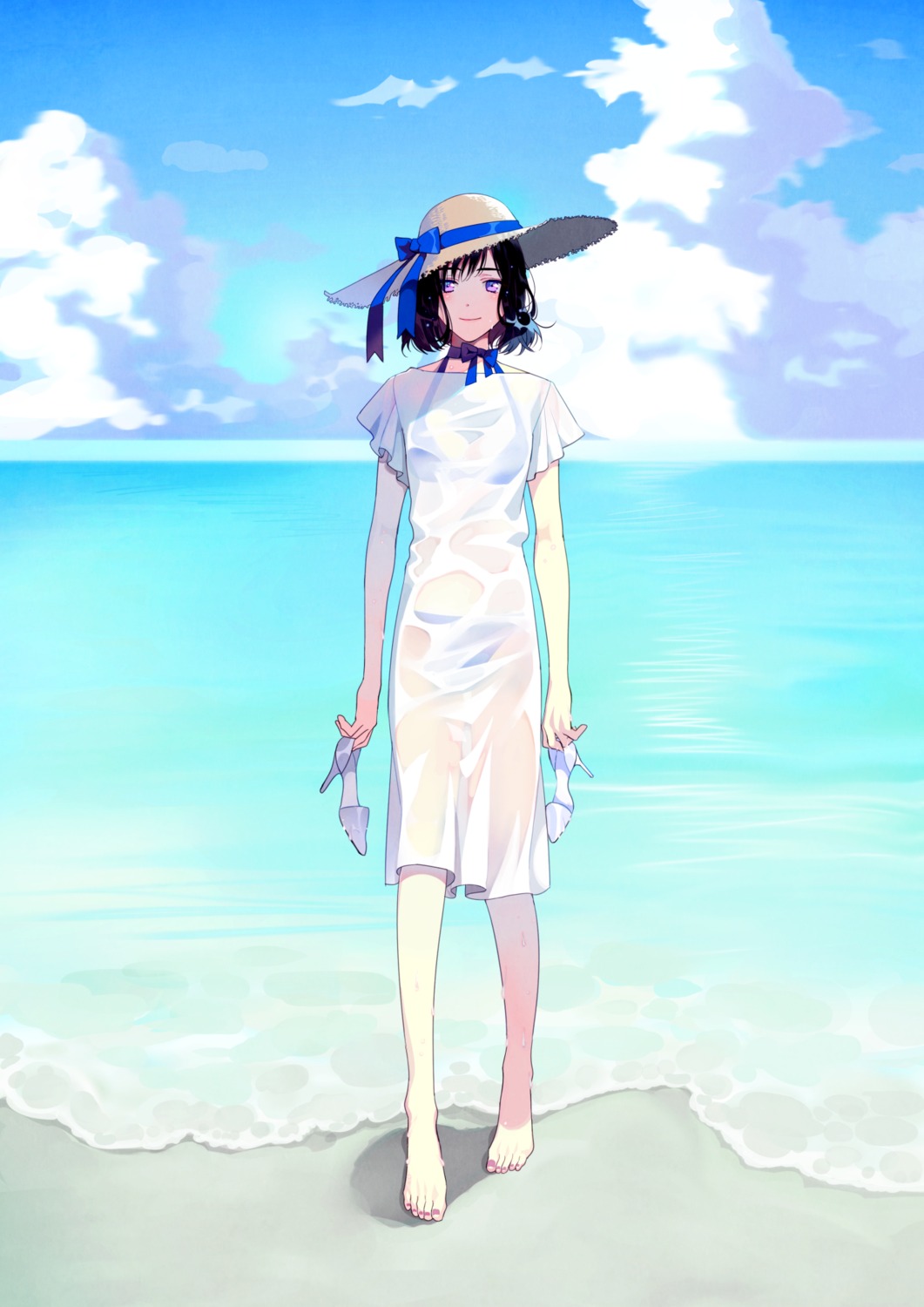 bikini, dress, heels, see_through, summer_dress, swimsuits, wet_clothes, yuki-bayashi
