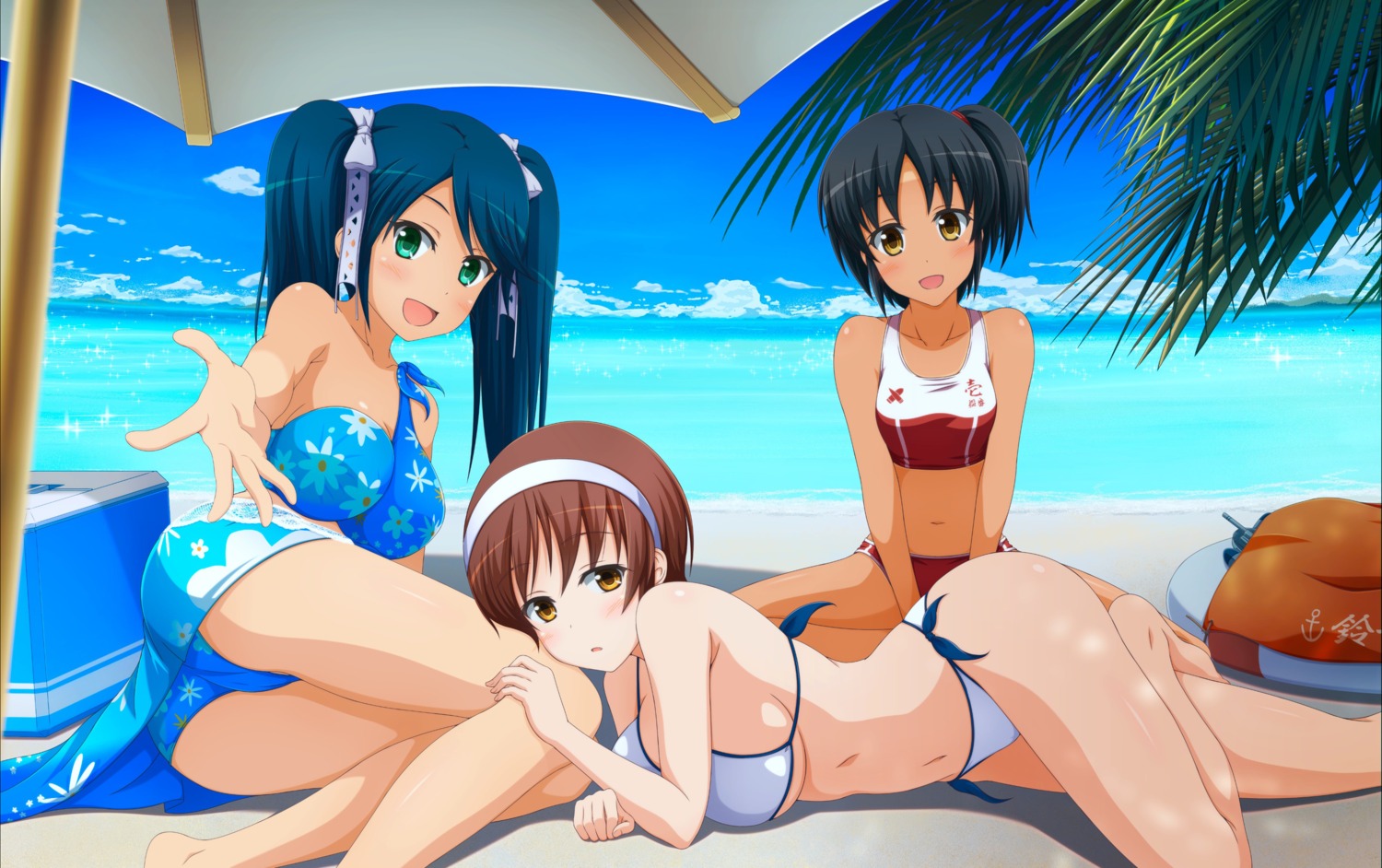 ass, bikini, isuzu_(kancolle), kantai_collection, nagara_(kancolle), natori_(kancolle), shira-nyoro, swimsuits