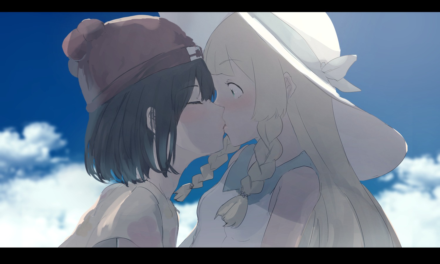 kumamoto_nomii-kun, lillie_(pokemon), mizuki_(pokemon), pokemon, pokemon_sm, pokemon_usum, yuri
