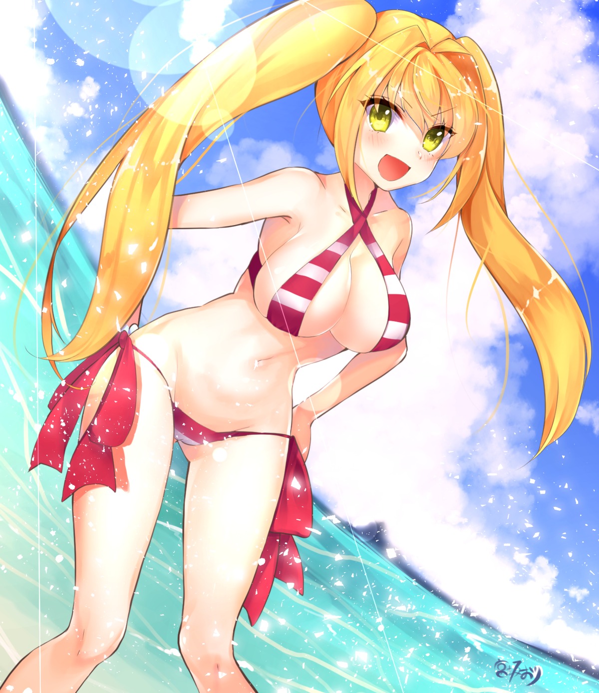 bikini, cleavage, fate/grand_order, miya_sakaori, nero_claudius_(fate), swimsuits