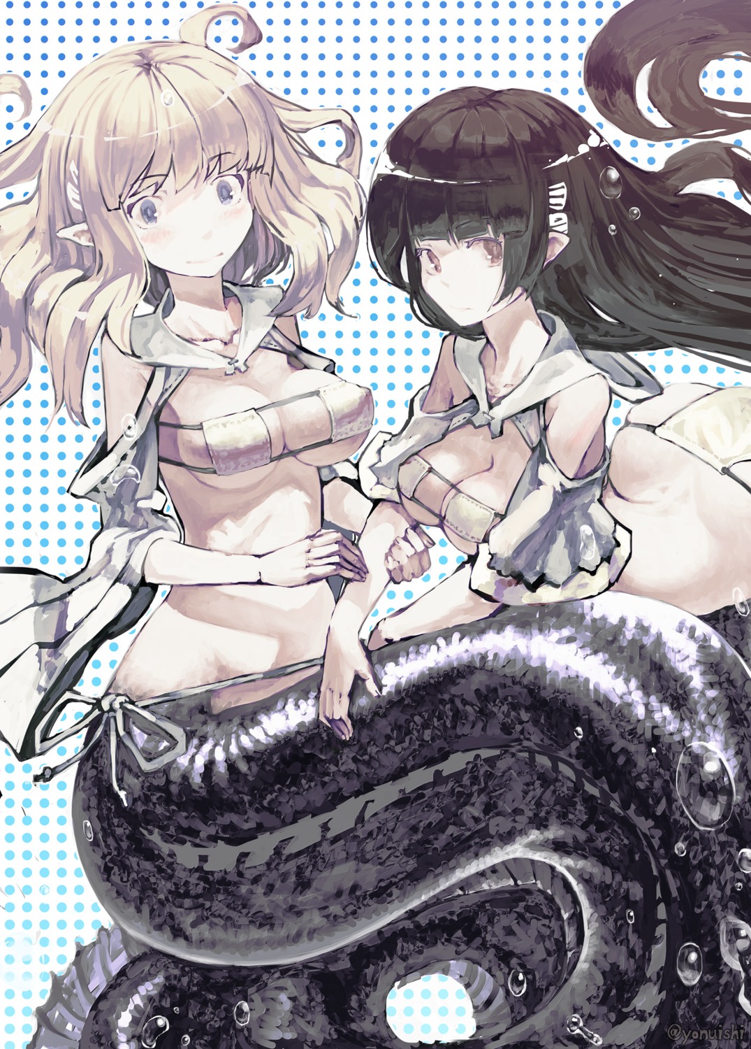 bikini, monster_girl, pointy_ears, swimsuits, tail, tefec
