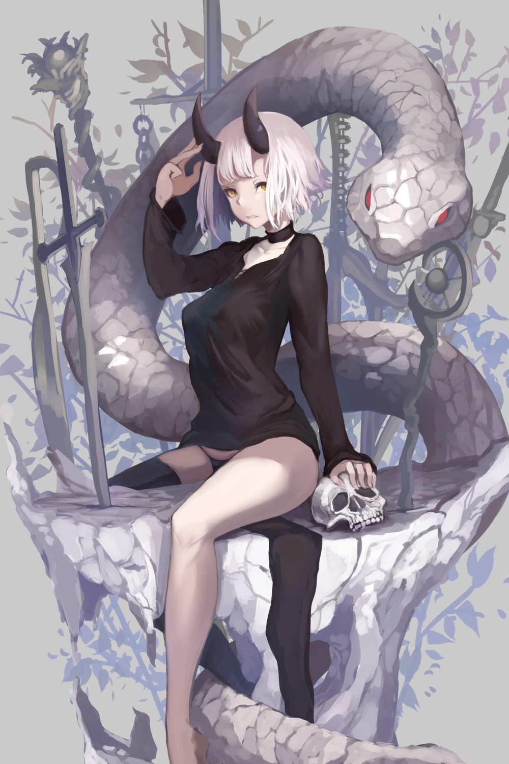 horns, pantsu, thighhighs, tom_(artist)