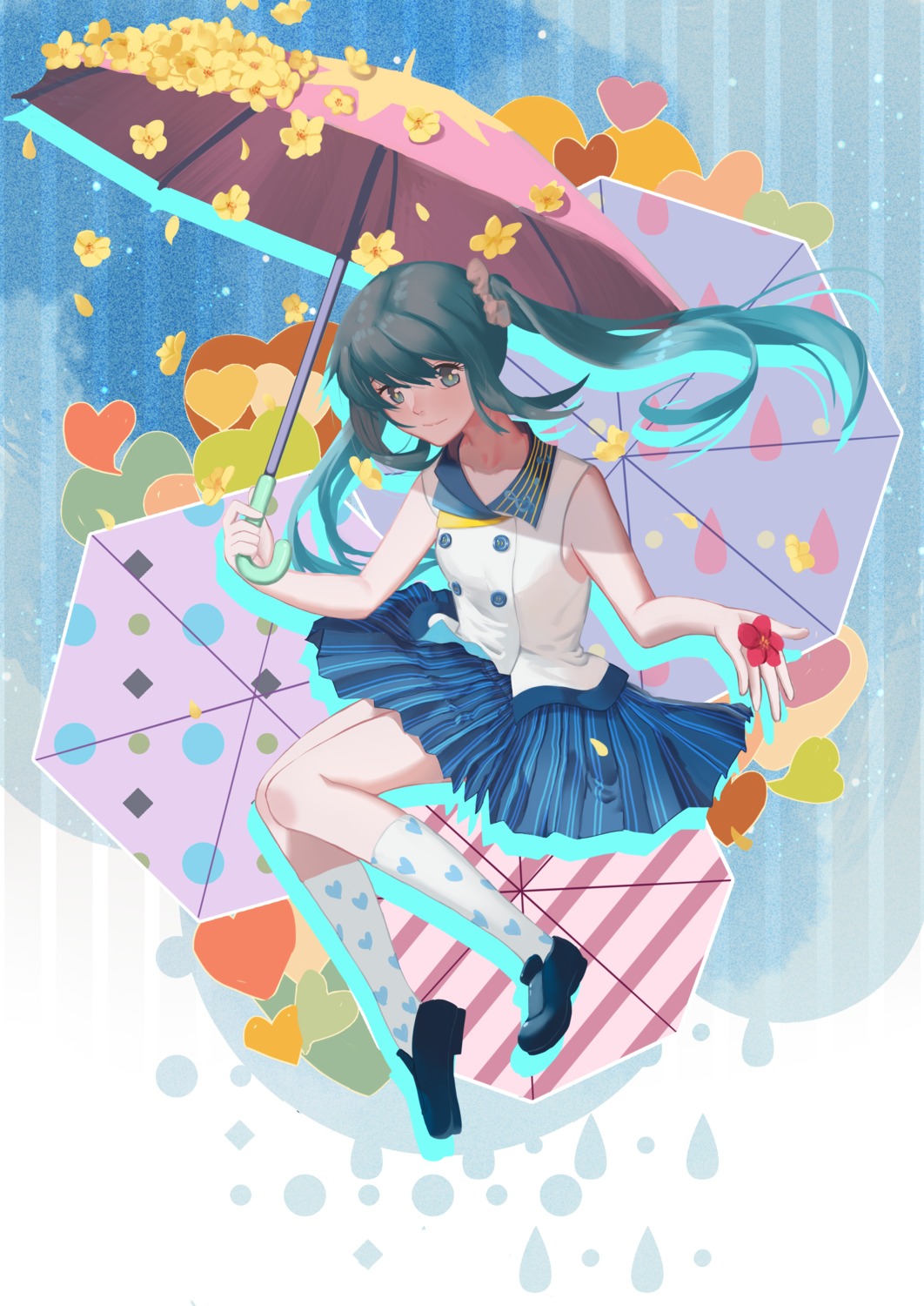 hatsune_miku, umbrella, vocaloid, yal