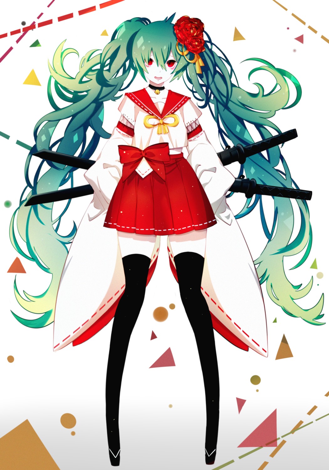 hatsune_miku, runia, sword, thighhighs, vocaloid