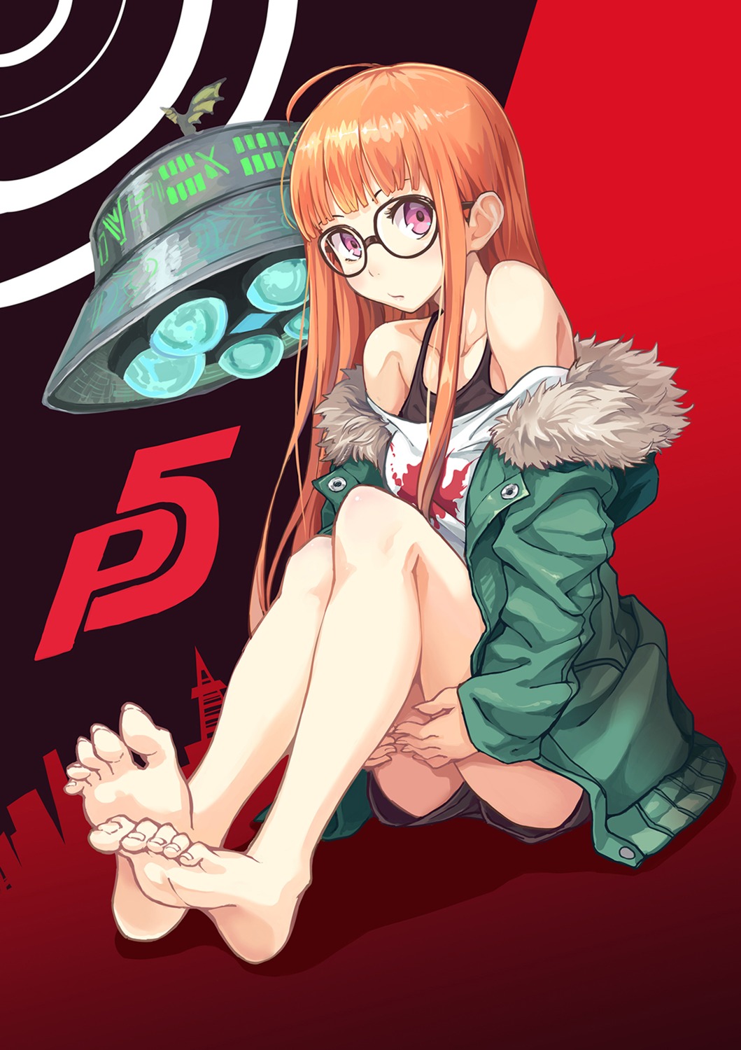 feet, hinoki_yuu, megane, persona_5, sakura_futaba