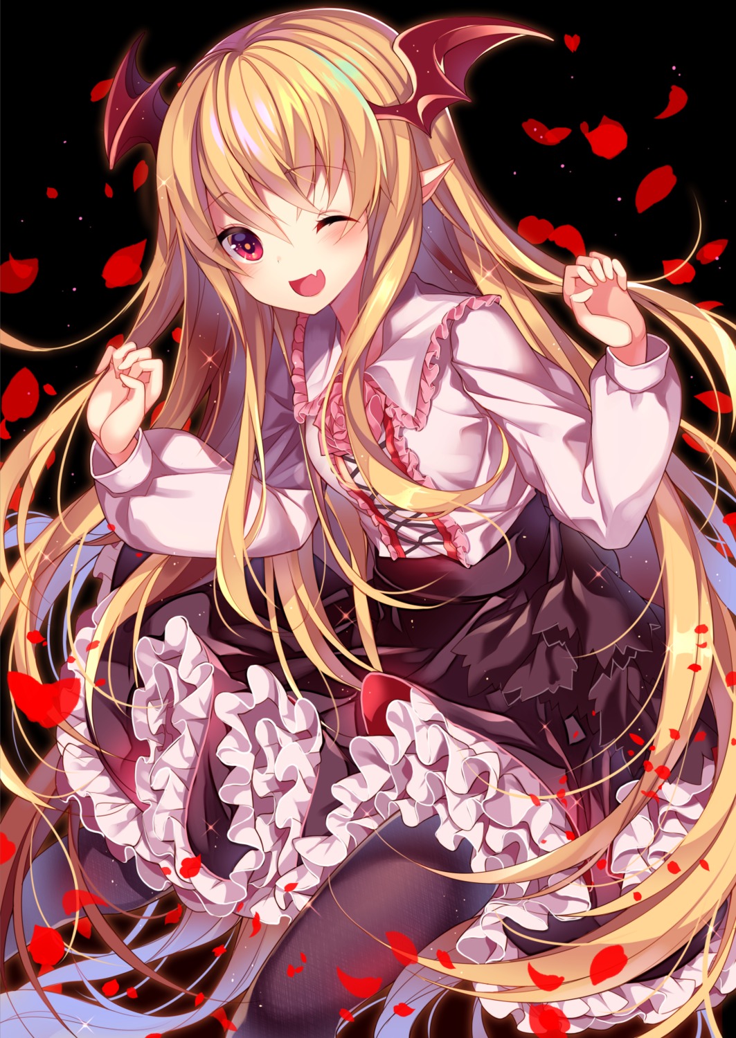crossover, granblue_fantasy, homadelic, pantyhose, pointy_ears, shingeki_no_bahamut, vampy_(shingeki_no_bahamut), wings