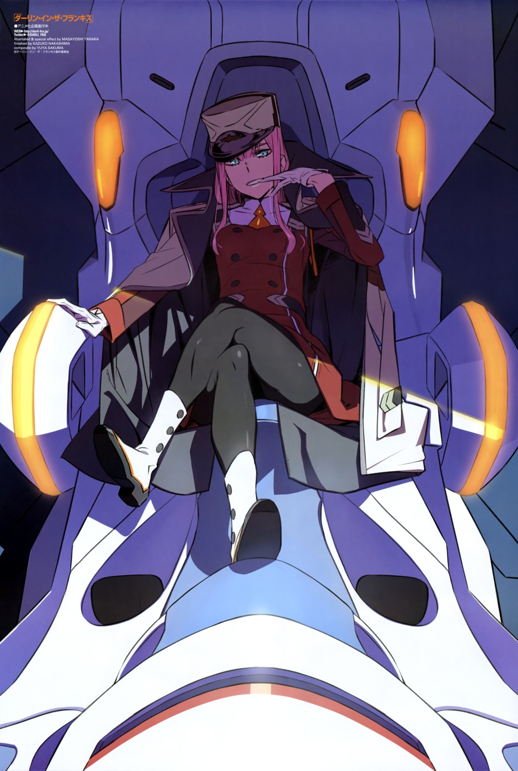 darling_in_the_franxx, heels, mecha, pantyhose, tanaka_masayoshi, uniform, zero_two_(darling_in_the_franxx)