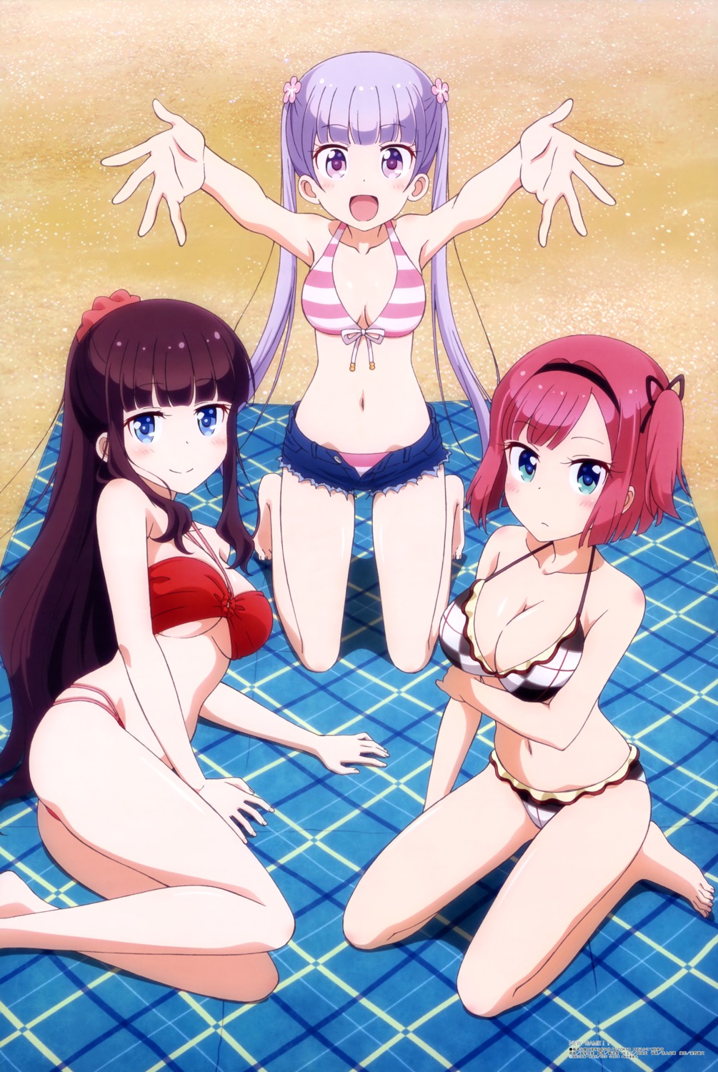 bikini, cleavage, kaiho_hitomi, mochizuki_momiji, new_game!, suzukaze_aoba, swimsuits, takimoto_hifumi, underboob