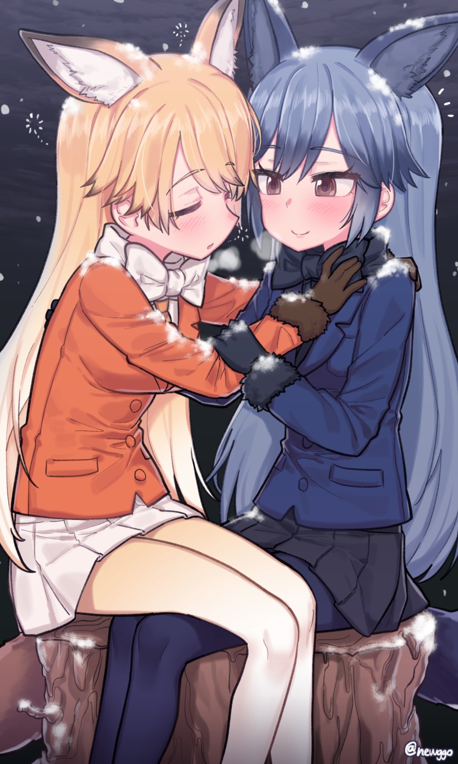 animal_ears, ezo_red_fox, funako_(newggo), kemono_friends, pantyhose, silver_fox, tail