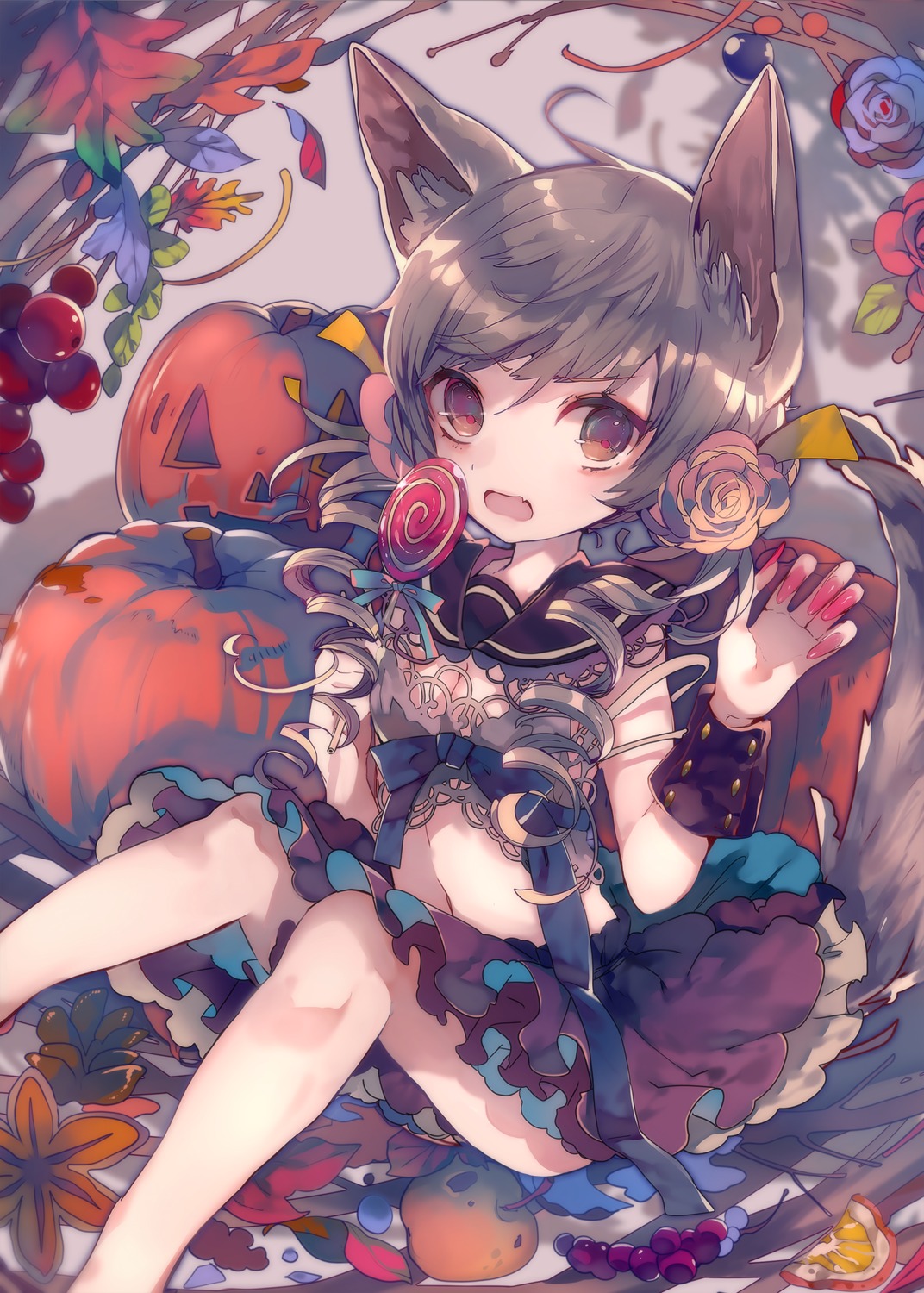 animal_ears, cha_goma, cleavage