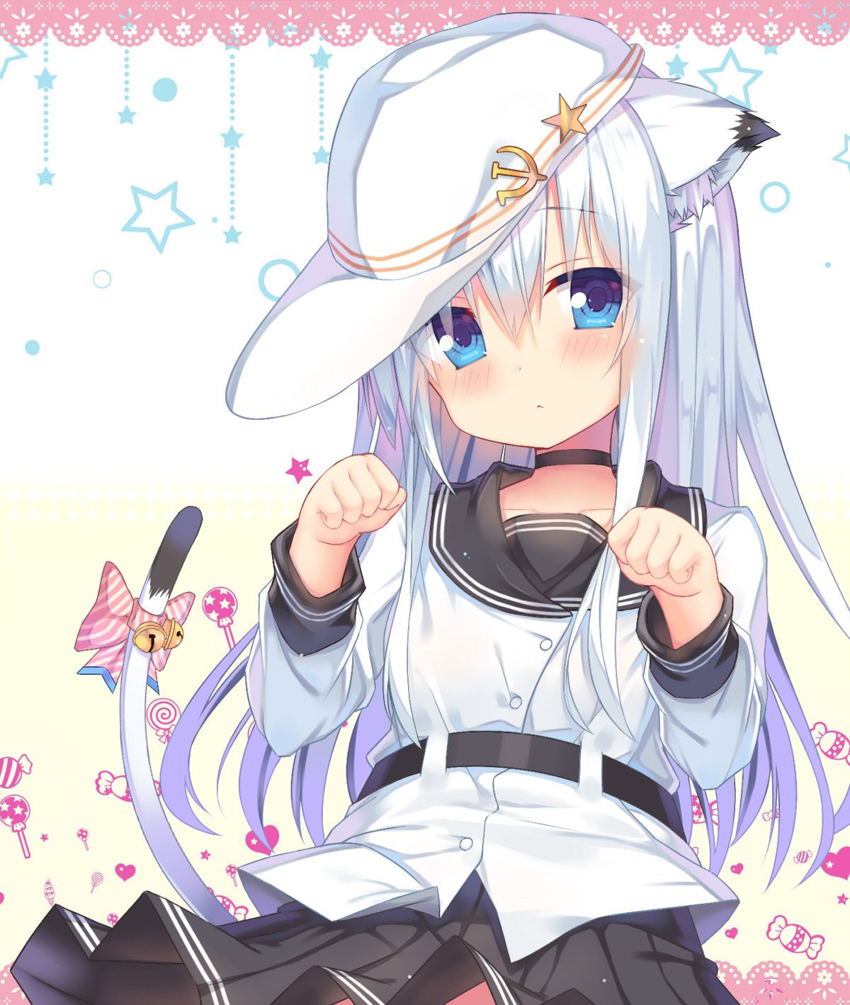 animal_ears, hibiki_(kancolle), kantai_collection, nekomimi, seifuku, tail, tsubaki_(yi), verniy_(kancolle)