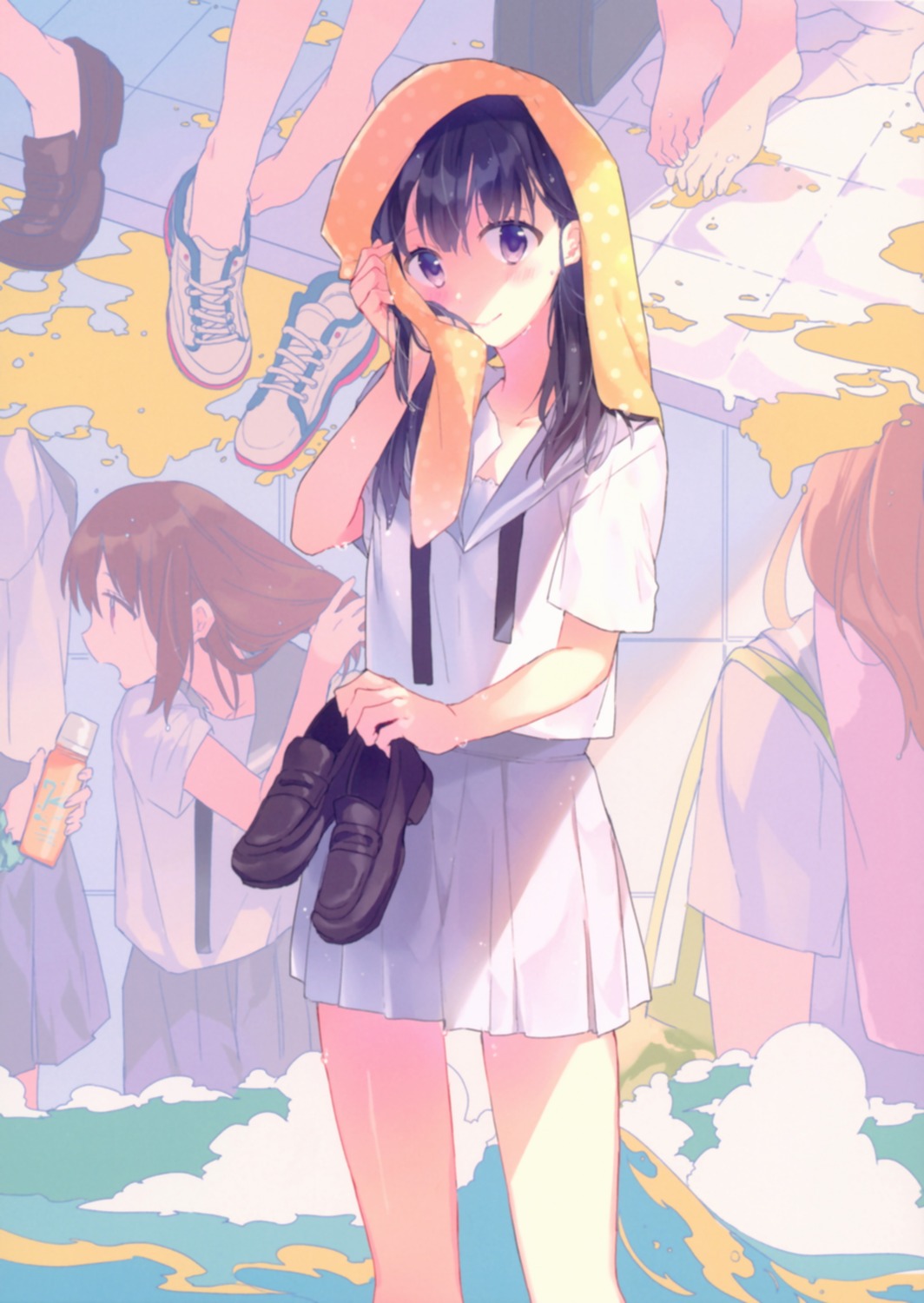 bcoca, feet, nagomiya-san, seifuku, wet
