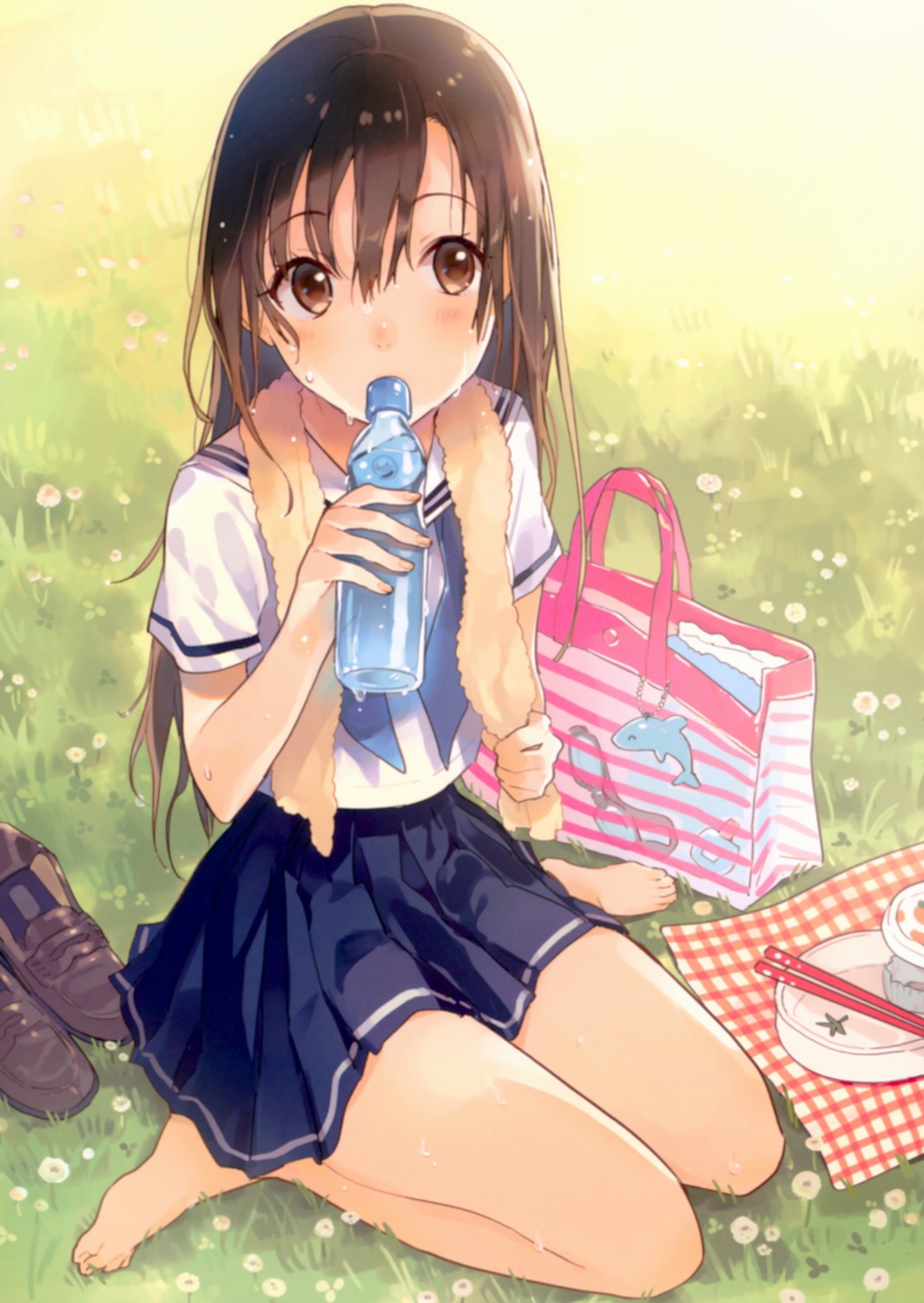 feet, horiizumi_inco, nagomiya-san, seifuku, wet, wet_clothes