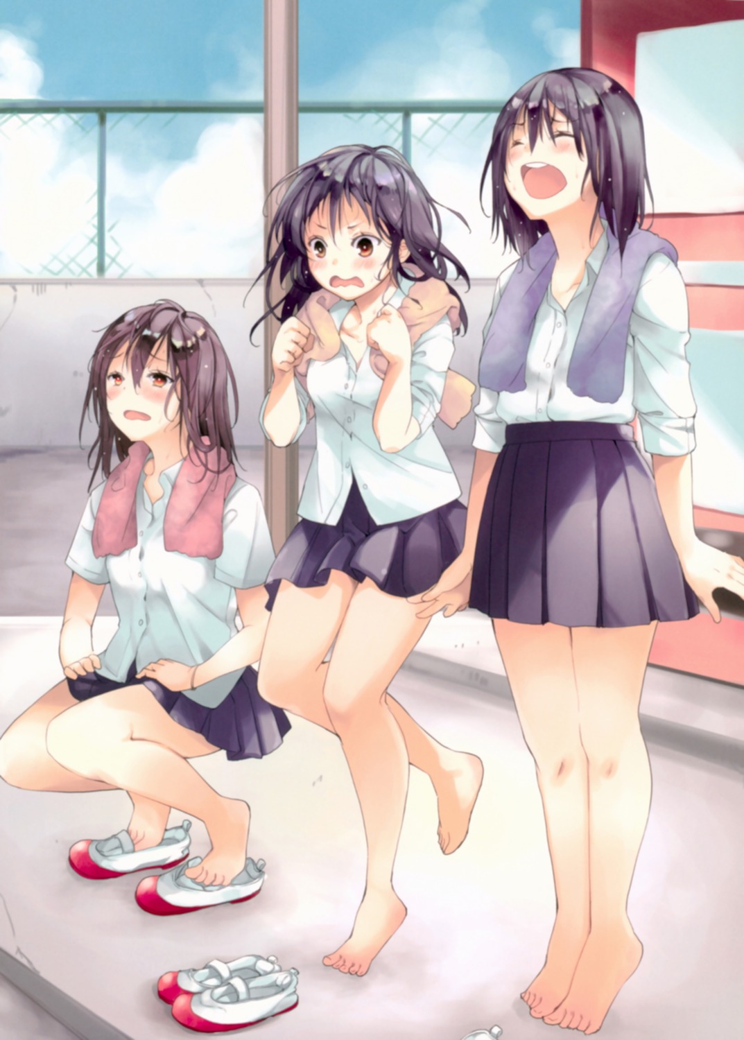 feet, nagomiya-san, seifuku, suzuki_nago, wet