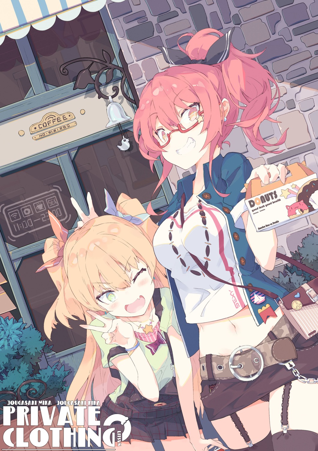 jougasaki_mika, jougasaki_rika, litsvn, megane, pantsu, stockings, the_idolm@ster, the_idolm@ster_cinderella_girls