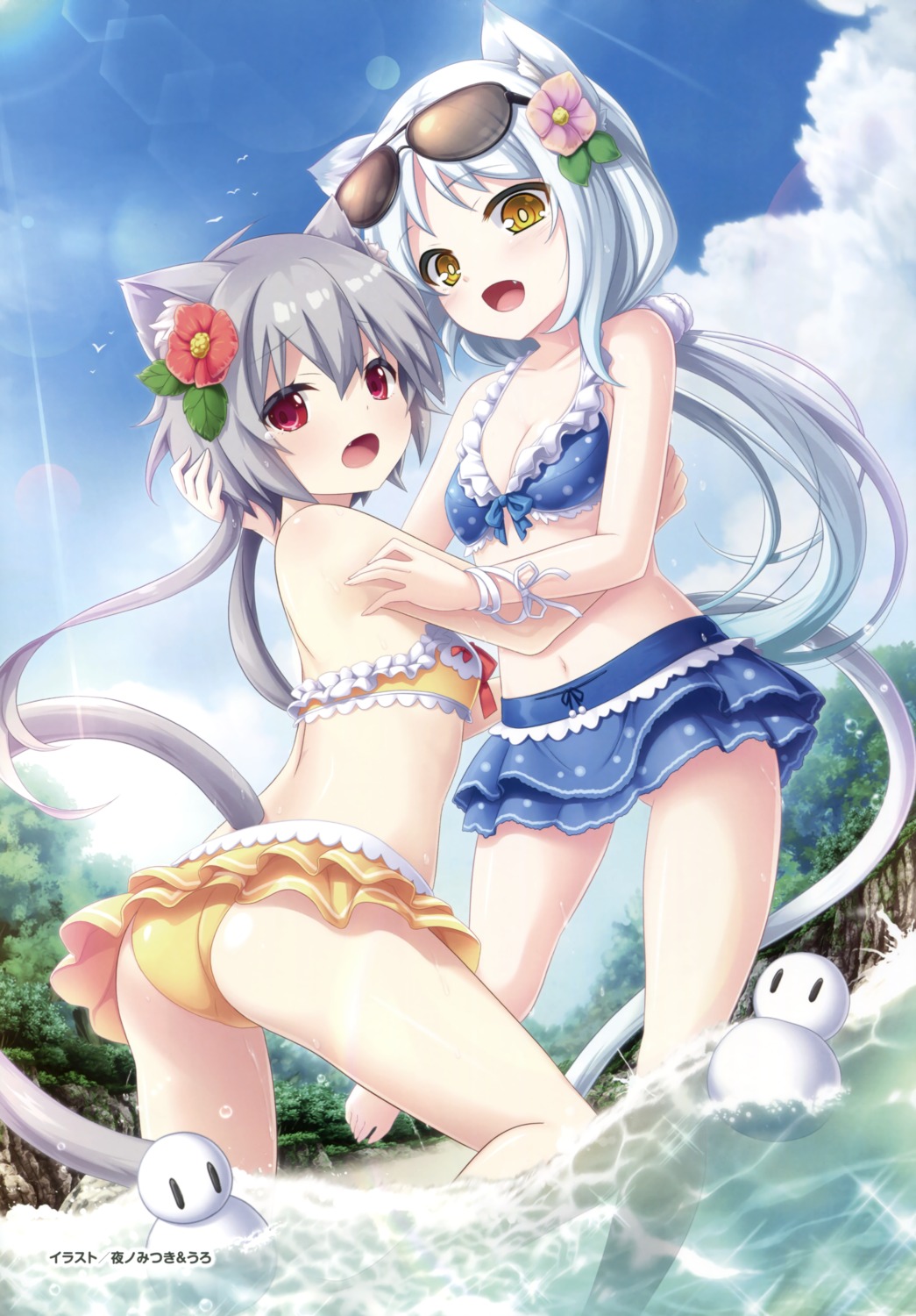 amayui_castle_meister, animal_ears, ass, bikini, cleavage, eushully, iol, megane, micheju, nekomimi, swimsuits, tail, uro_(eushully), wet, yano_mitsuki