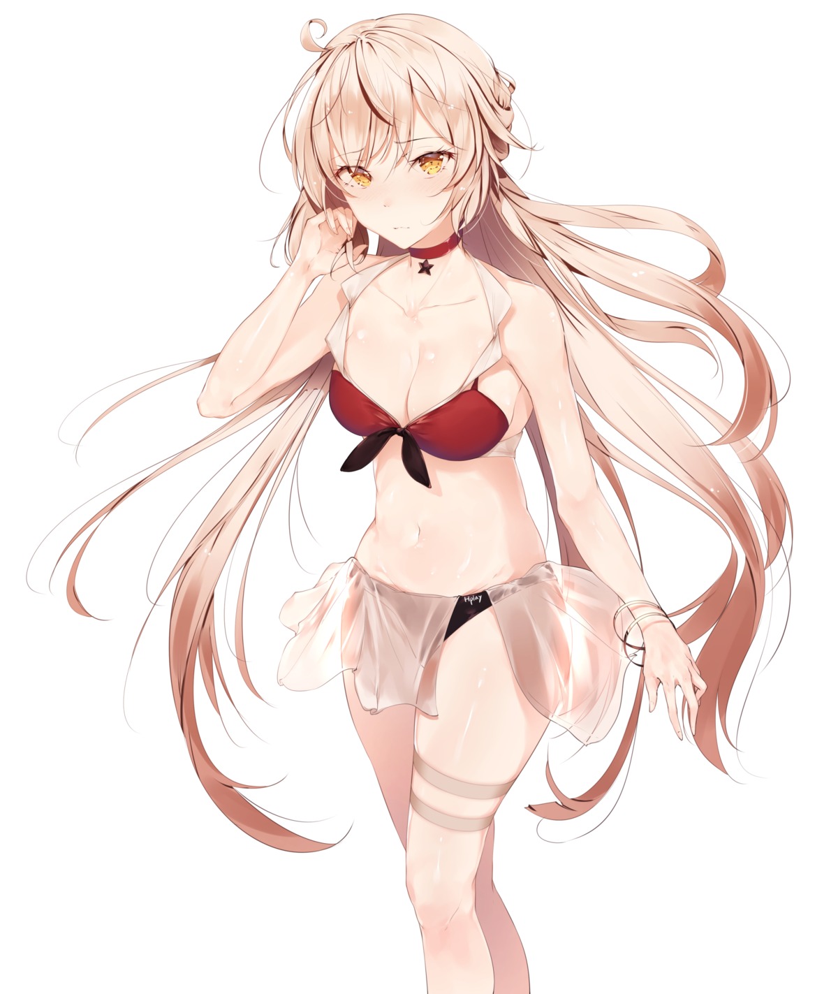 bikini, cleavage, garter, girls_frontline, hplay, ots-14_(girls_frontline), see_through, swimsuits