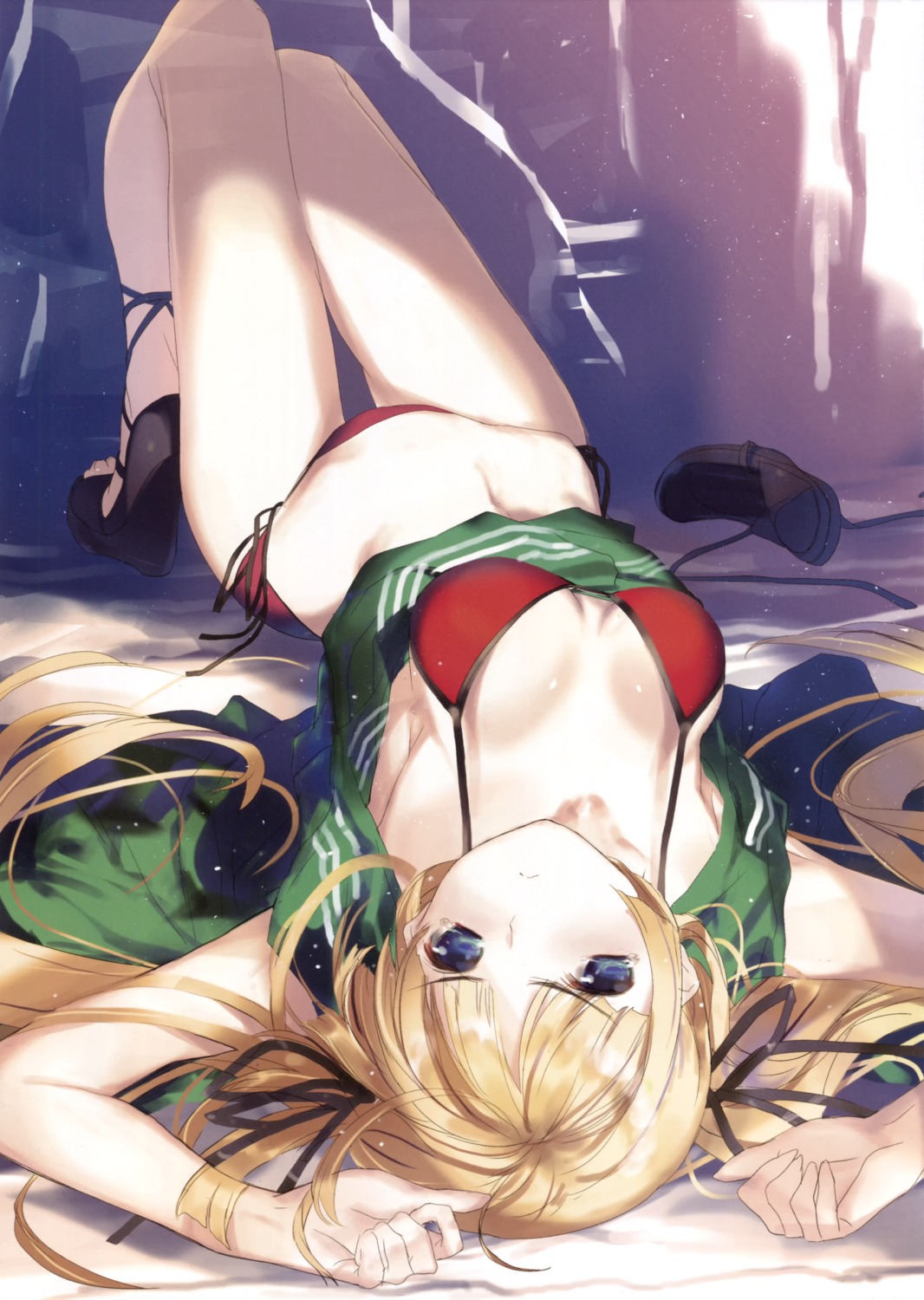 bikini, cleavage, heels, nakamura_takeshi, nise-juushofutei, open_shirt, saenai_heroine_no_sodatekata, sawamura_spencer_eriri, swimsuits