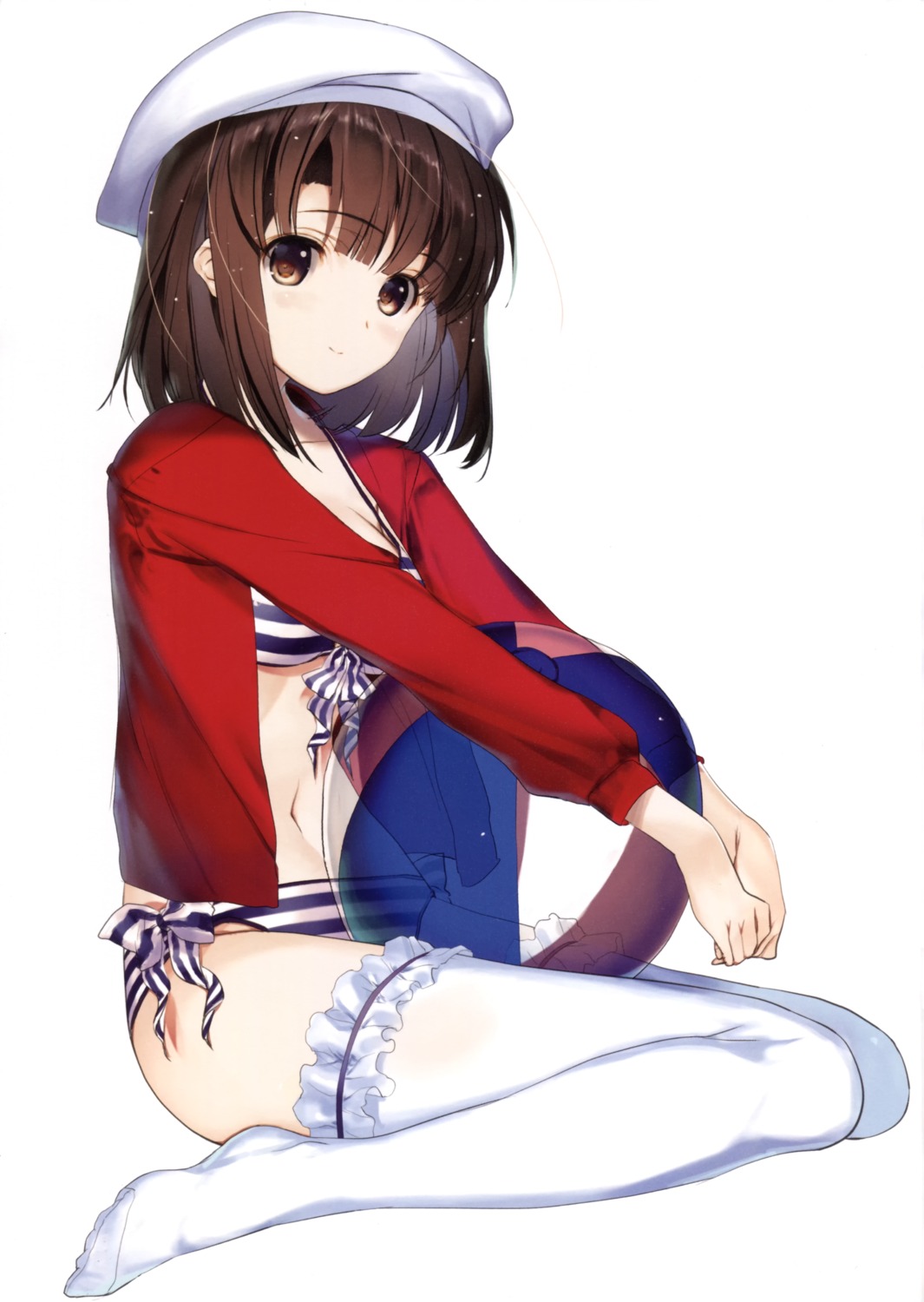 bikini, feet, katou_megumi, nakamura_takeshi, nise-juushofutei, open_shirt, saenai_heroine_no_sodatekata, swimsuits