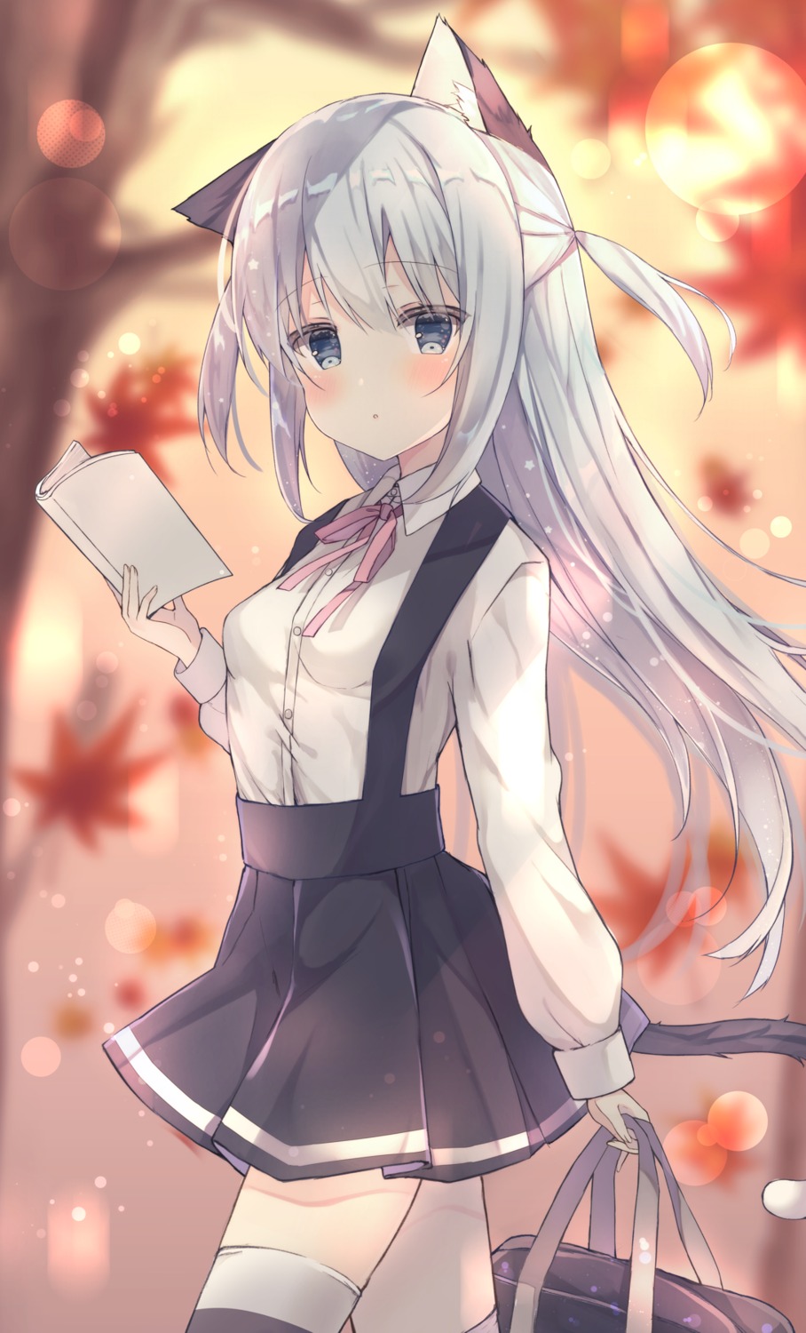 animal_ears, gabu, nekomimi, saeki_sola, seifuku, tail, thighhighs