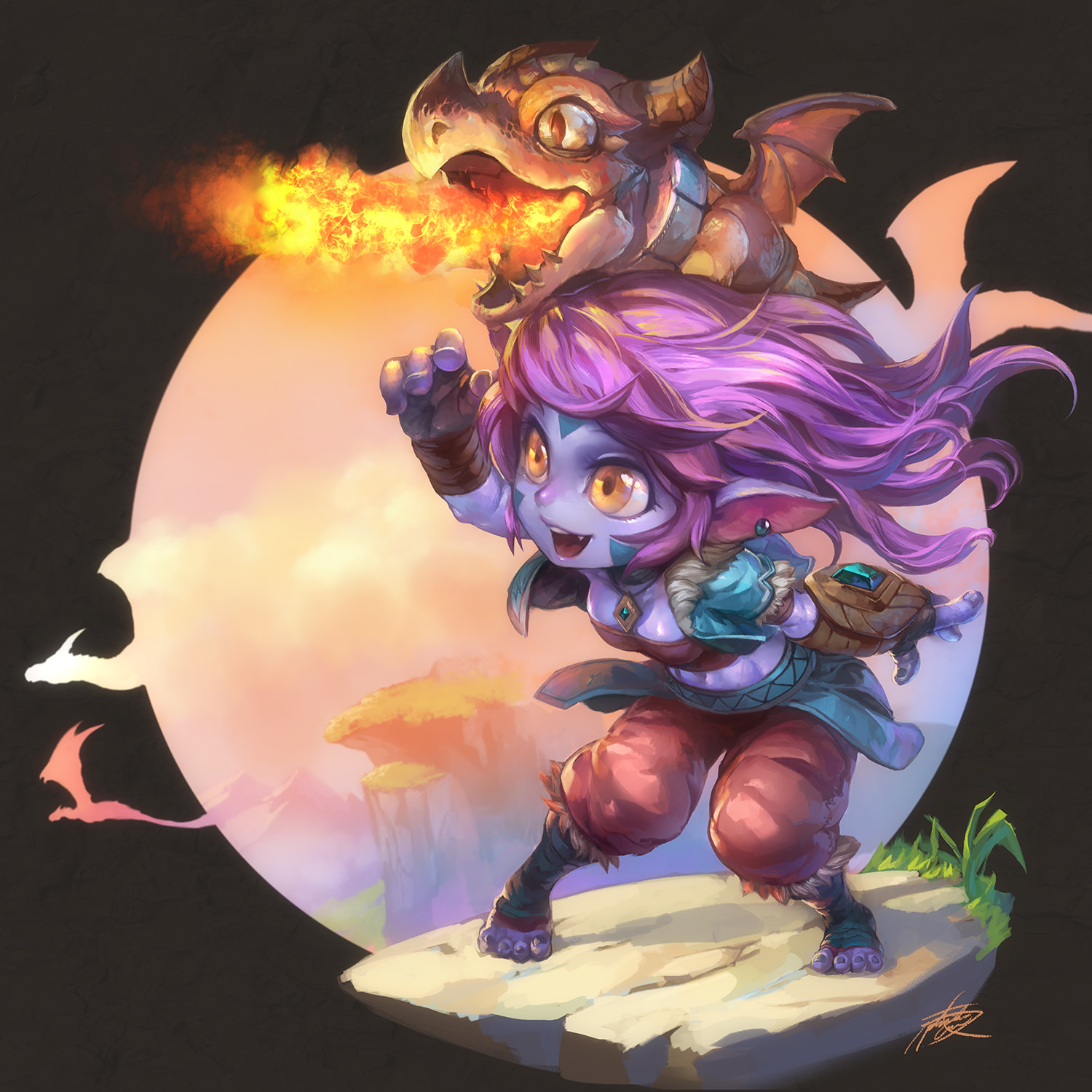 animal_ears, cleavage, league_of_legends, monster, tagme, tristana_(league_of_legends)