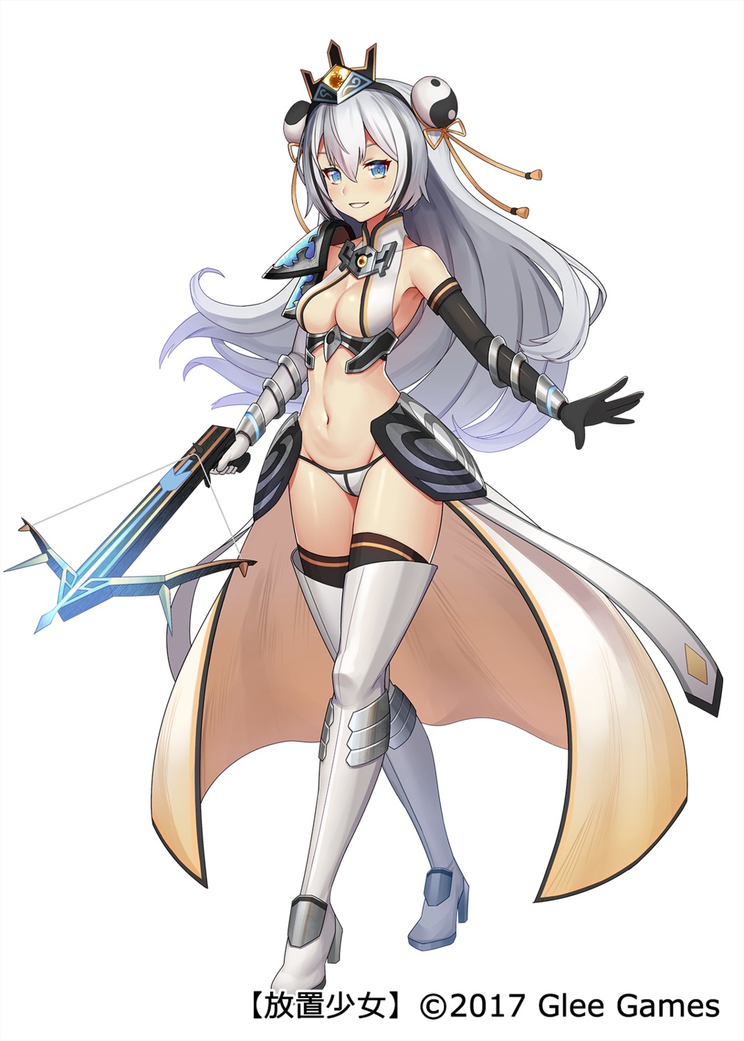 armor, bikini_armor, dakunesu, heels, houchi_shoujo, thighhighs, weapon