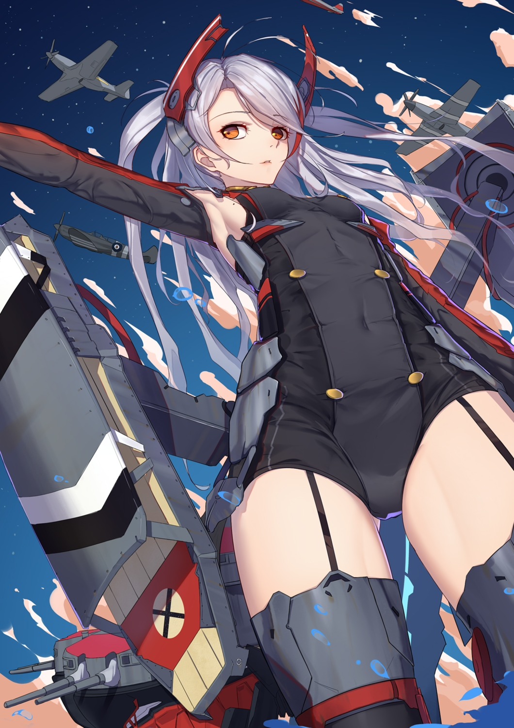 azur_lane, langya_beike, prinz_eugen_(azur_lane), stockings, thighhighs, wet