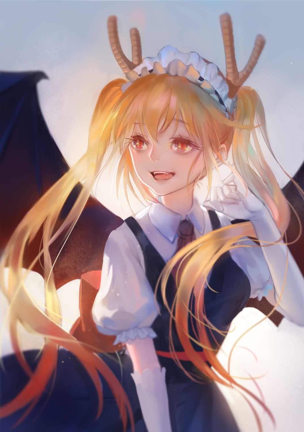 horns, kamachi_kamachi-ko, kobayashi-san_chi_no_maidragon, maid, tooru_(maidragon), wings