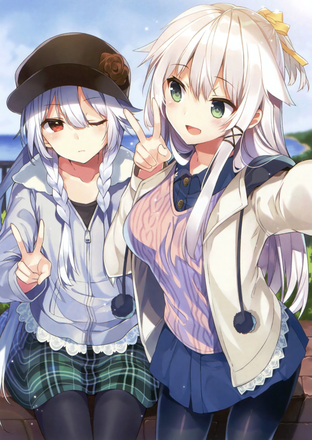 ancerise_sacred, mishima_kurone, pantyhose, seifuku, selfie, sweater, tierra_azur