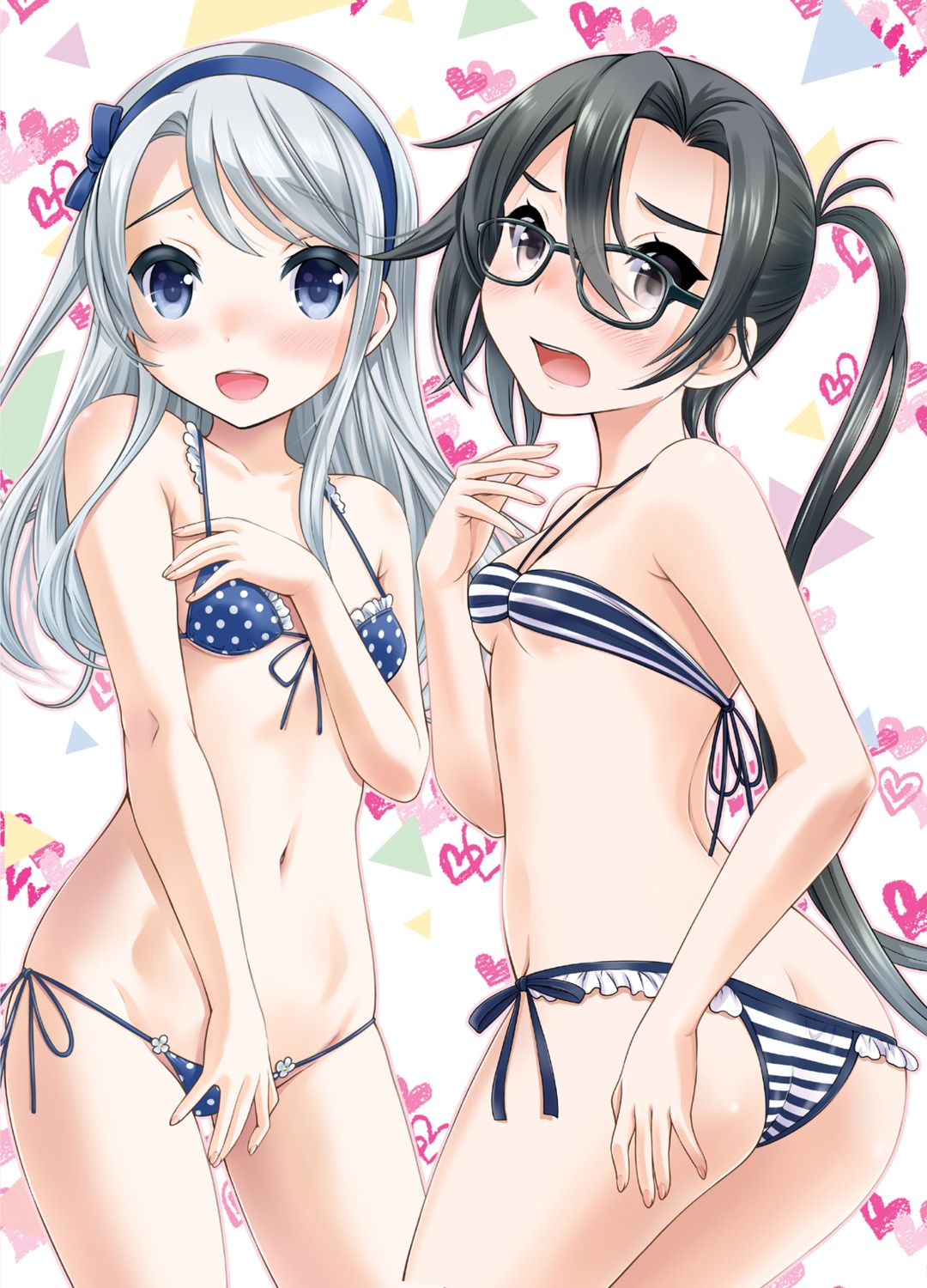 amagiri_(kancolle), ass, bikini, breast_hold, kantai_collection, megane, neko_danshaku, sagiri_(kancolle), swimsuits, underboob