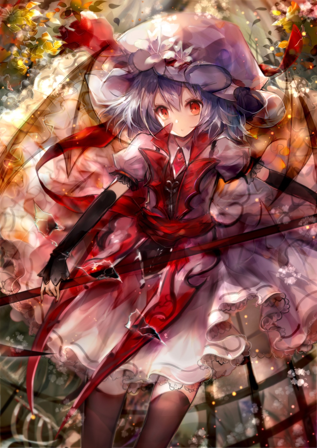 dress, hanchan, remilia_scarlet, thighhighs, touhou, weapon, wings