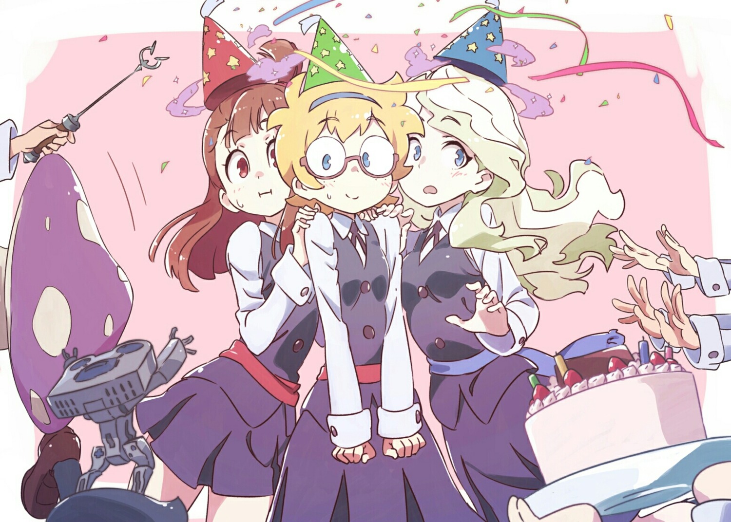 atsuko_kagari, diana_cavendish, little_witch_academia, lotte_yanson, megane, seifuku, tama_(sin05g)