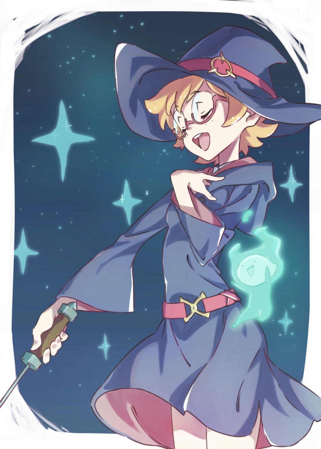 little_witch_academia, lotte_yanson, megane, seifuku, tama_(sin05g), witch