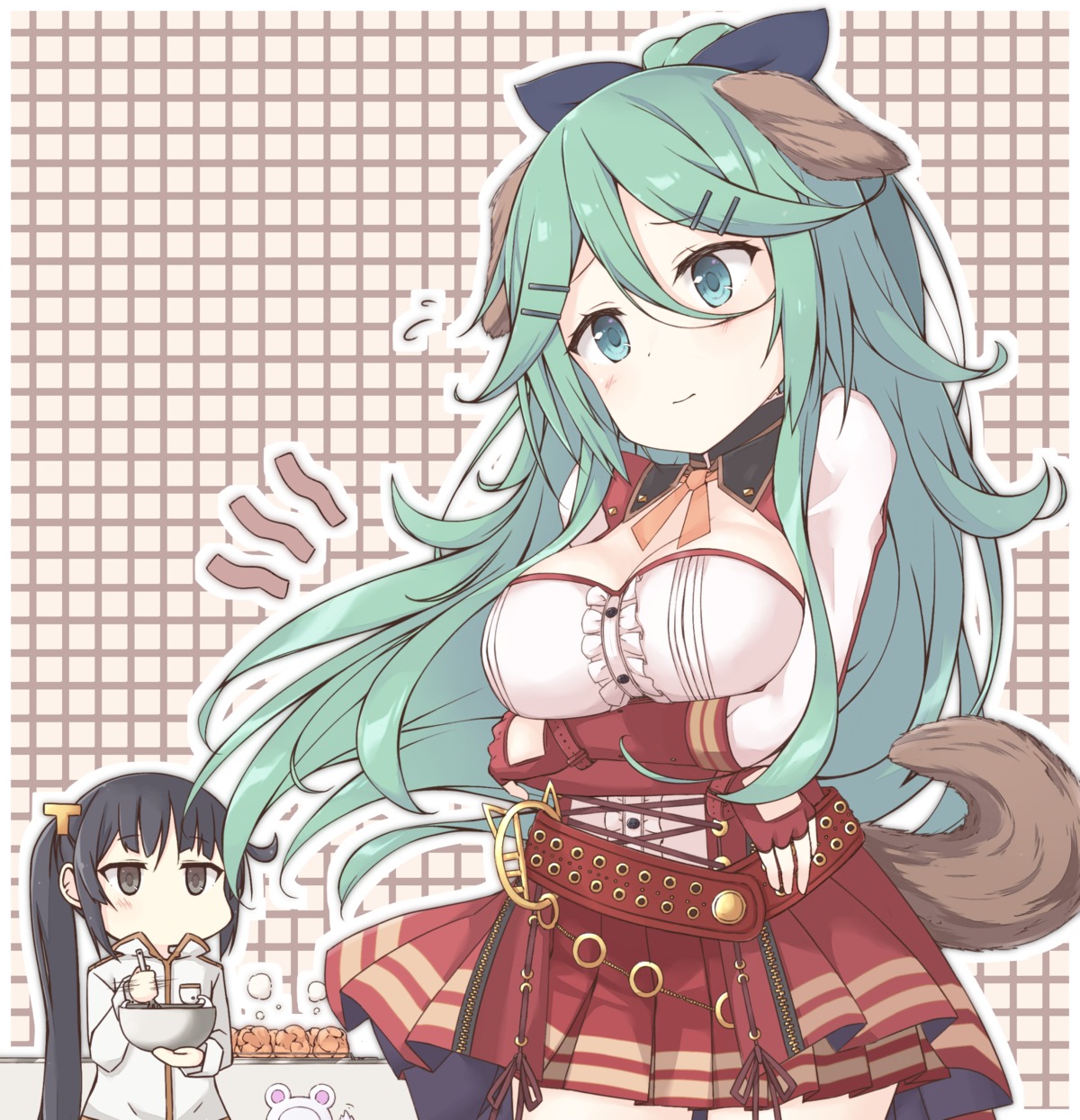 animal_ears, cleavage, female_admiral_(kancolle), kantai_collection, tail, yamakaze_(kancolle), yui_(seiga)