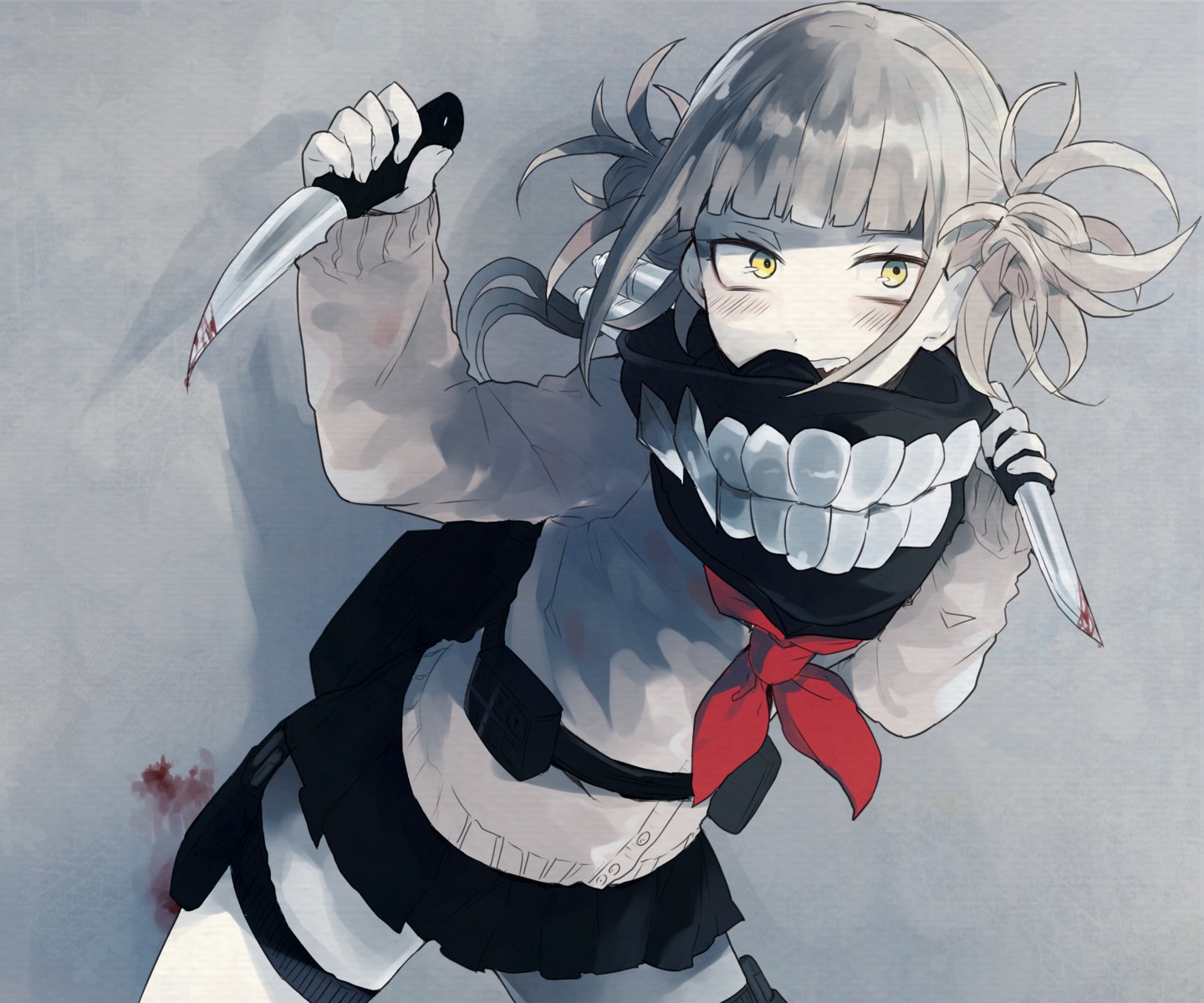 blood, boku_no_hero_academia, komazu, toga_himiko, weapon