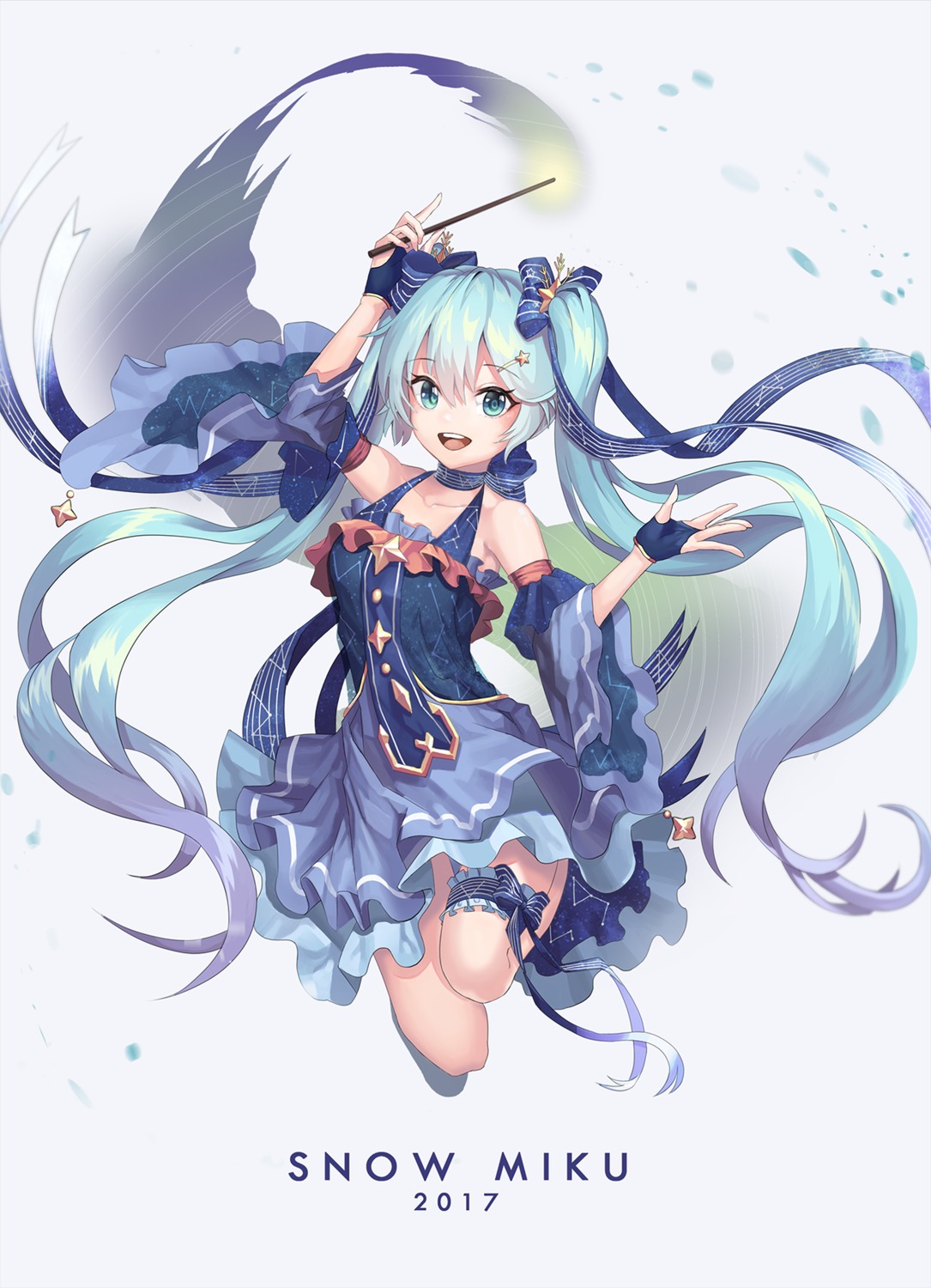 dress, garter, hatsune_miku, headphones, posom, vocaloid, weapon, yuki_miku