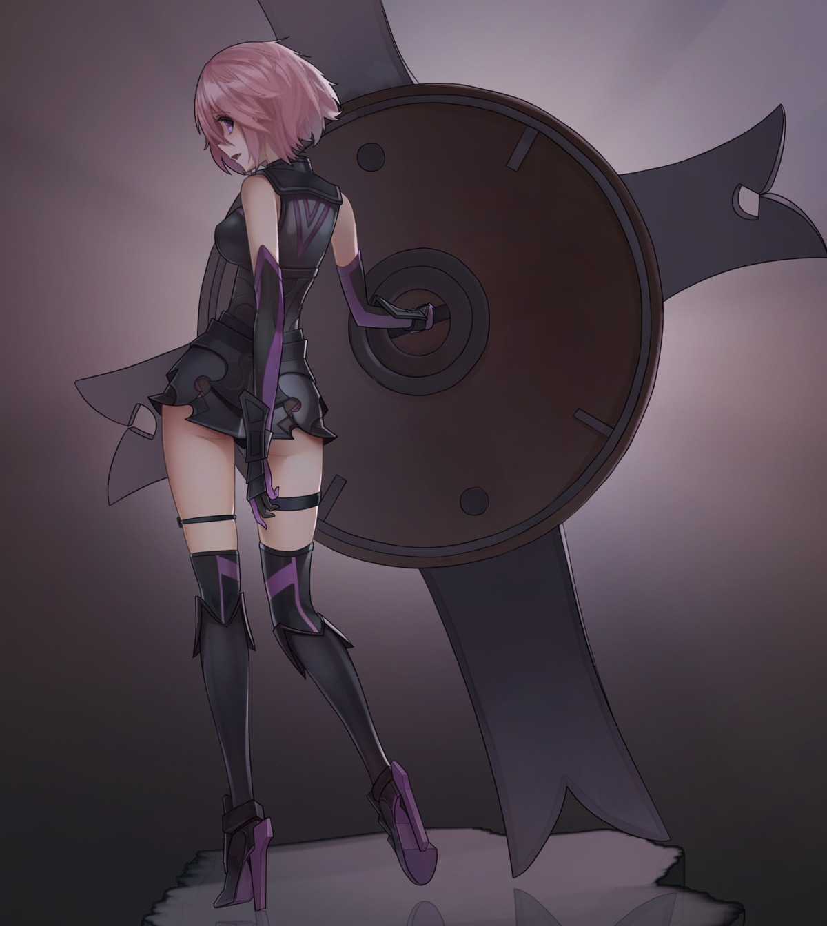 armor, ass, fate/grand_order, garter, heels, jiachong_jun_z, mash_kyrielight, thighhighs