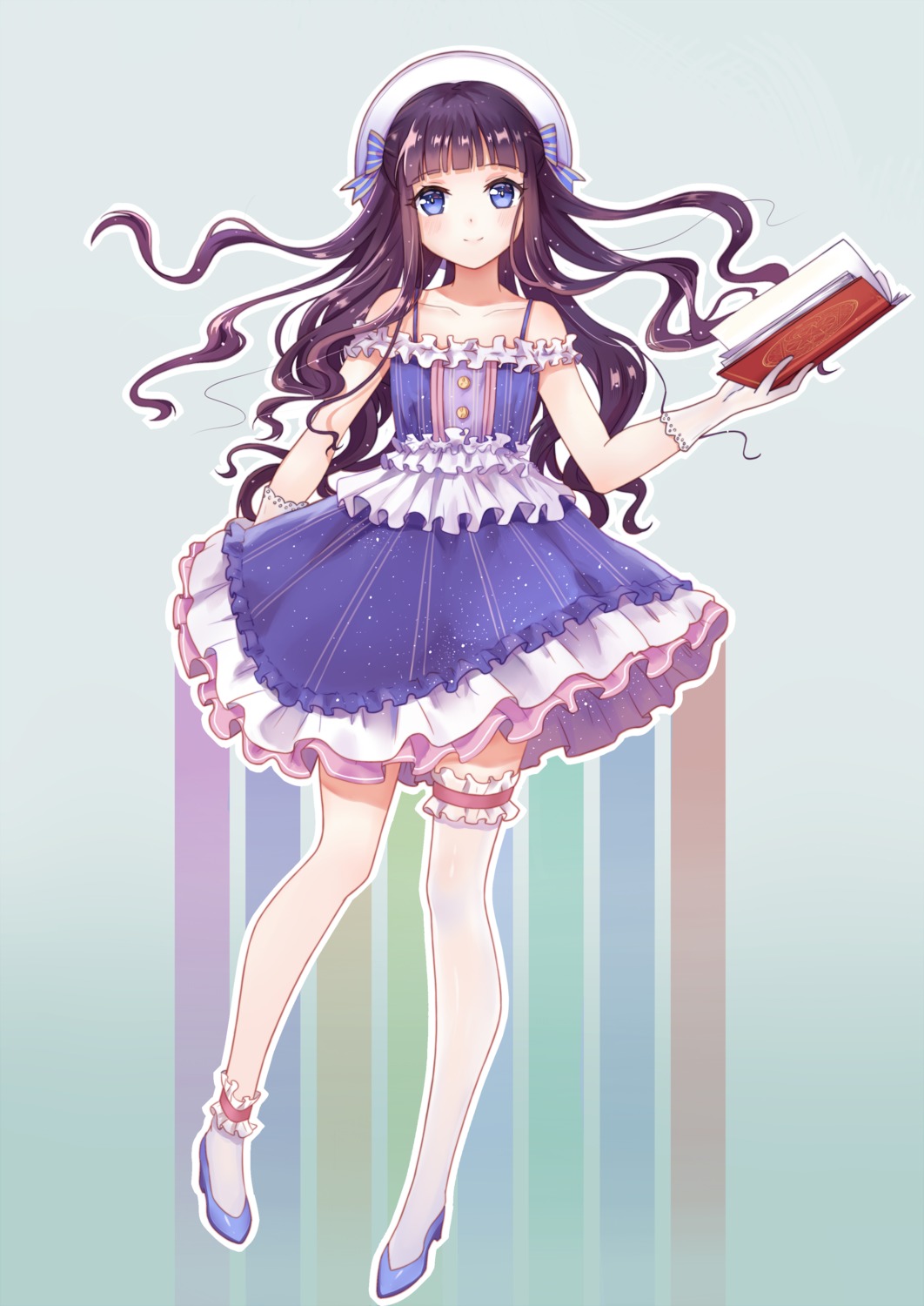 card_captor_sakura, daidouji_tomoyo, dress, garter, heels, thighhighs, yuhuan