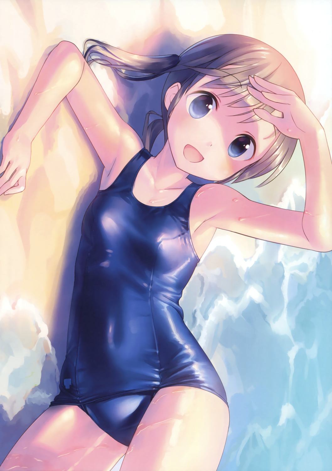 school_swimsuit, swimsuits, takoyaki, wet