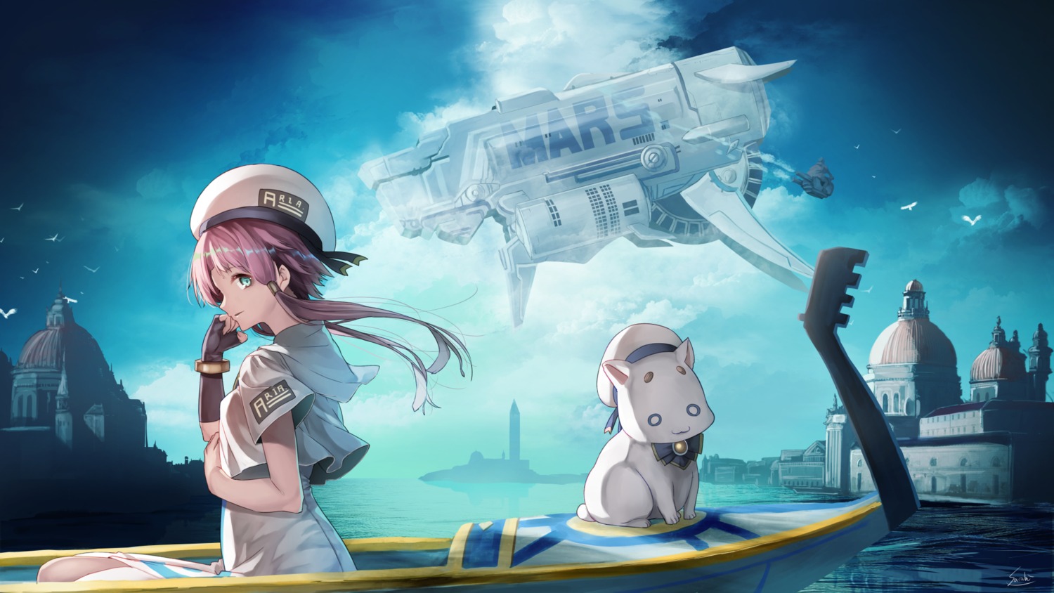 aria, mecha, mizunashi_akari, president_aria, saraki, uniform, wallpaper