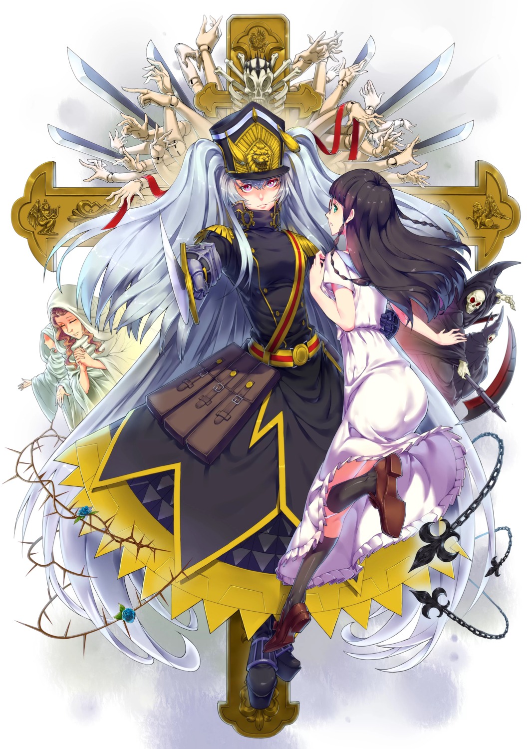 altair_(re:creators), armor, dress, malatutu, megane, november_11, re:creators, shimazaki_setsuna, sword, uniform