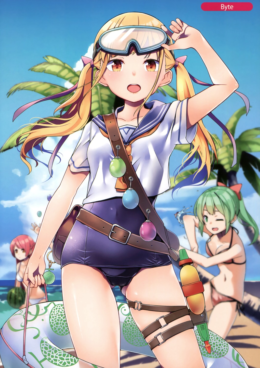 bikini, byte, cleavage, school_swimsuit, seifuku, swimsuits
