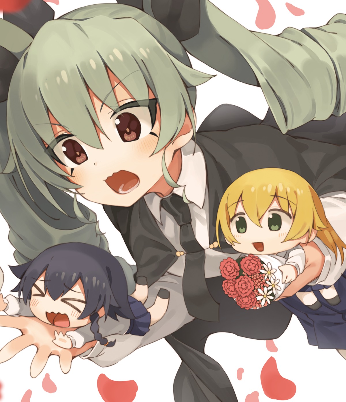 anchovy, chibi, girls_und_panzer, seramikku, uniform