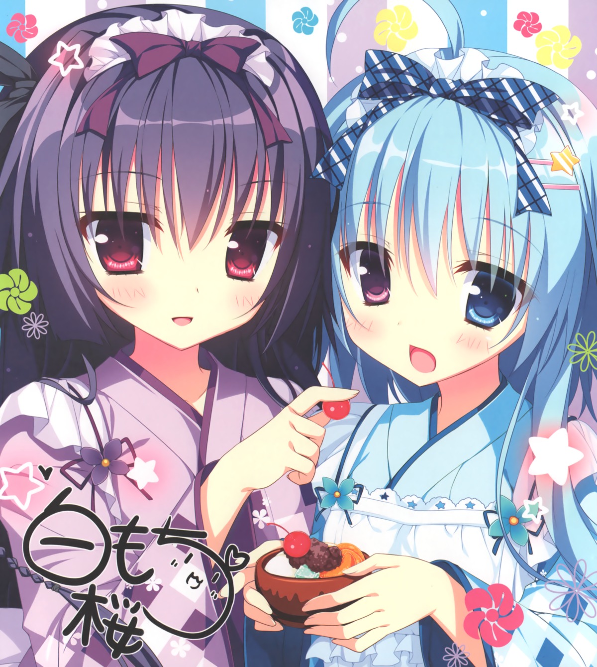 autographed, hearts, heterochromia, maid, nagi_kisara, nanakuni_kotone, natsuiro_kokoro_log, natsuiro_kokoro_log_happy_summer