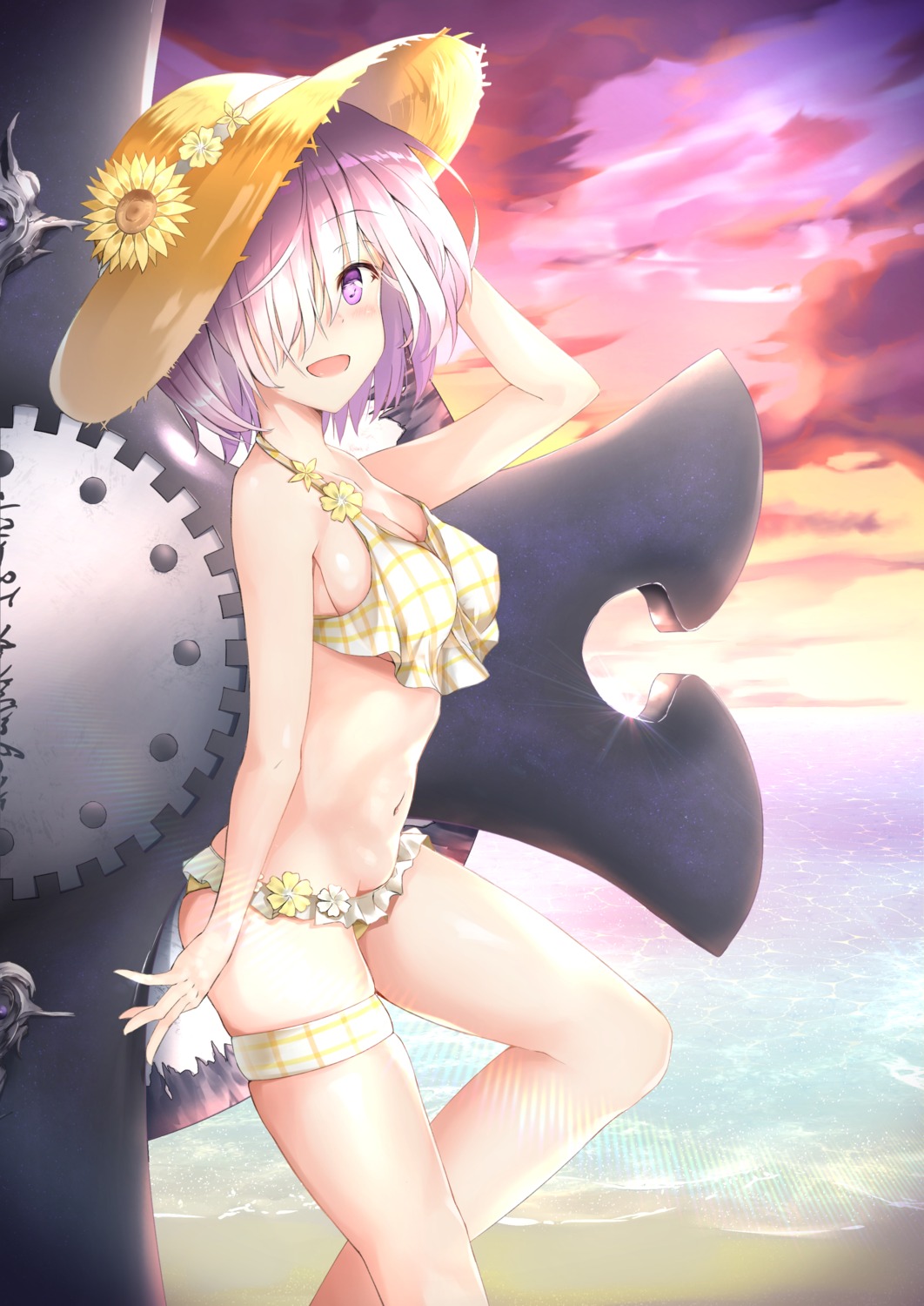 bikini, cleavage, fate/grand_order, garter, mash_kyrielight, swimsuits, yoro_kurenai
