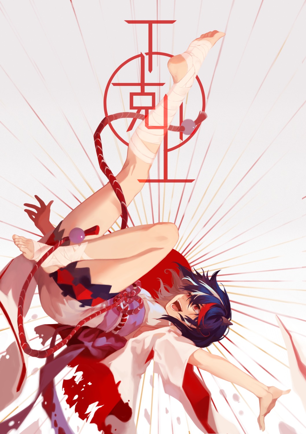 bandages, harrymiao, horns, kijin_seija, torn_clothes, touhou