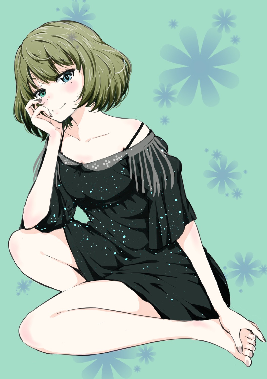 dress, feet, heterochromia, takagaki_kaede, takata_koutarou, the_idolm@ster, the_idolm@ster_cinderella_girls