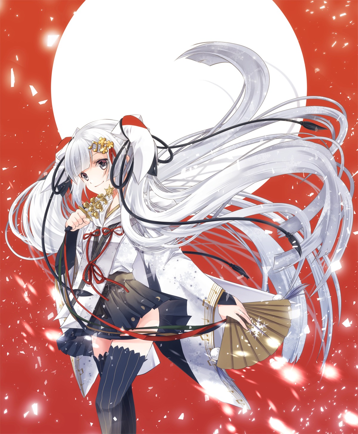 hatsune_miku, iroha_(shiki), japanese_clothes, thighhighs, vocaloid, yuki_miku