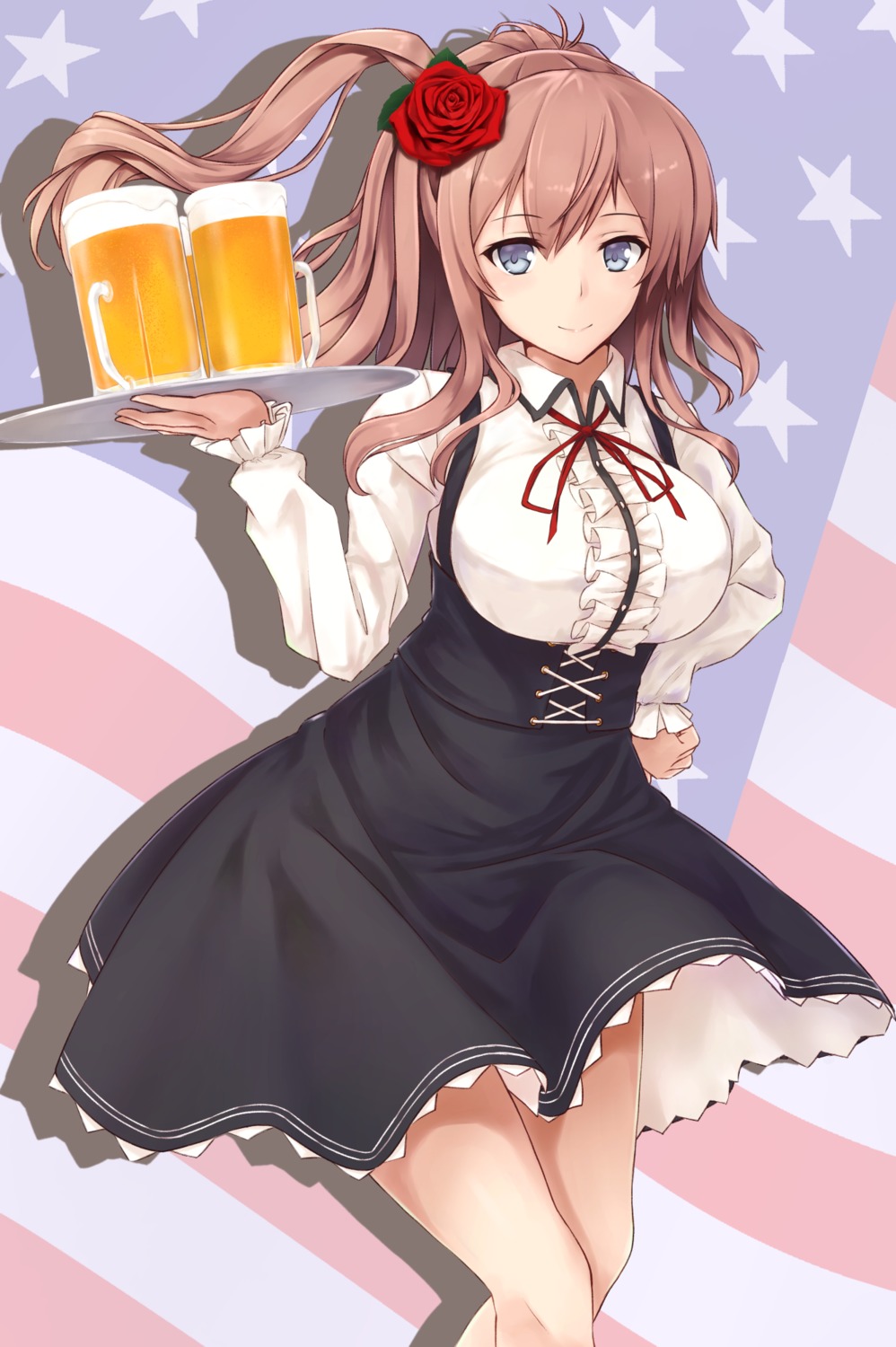 enchuu, kantai_collection, saratoga_(kancolle), waitress